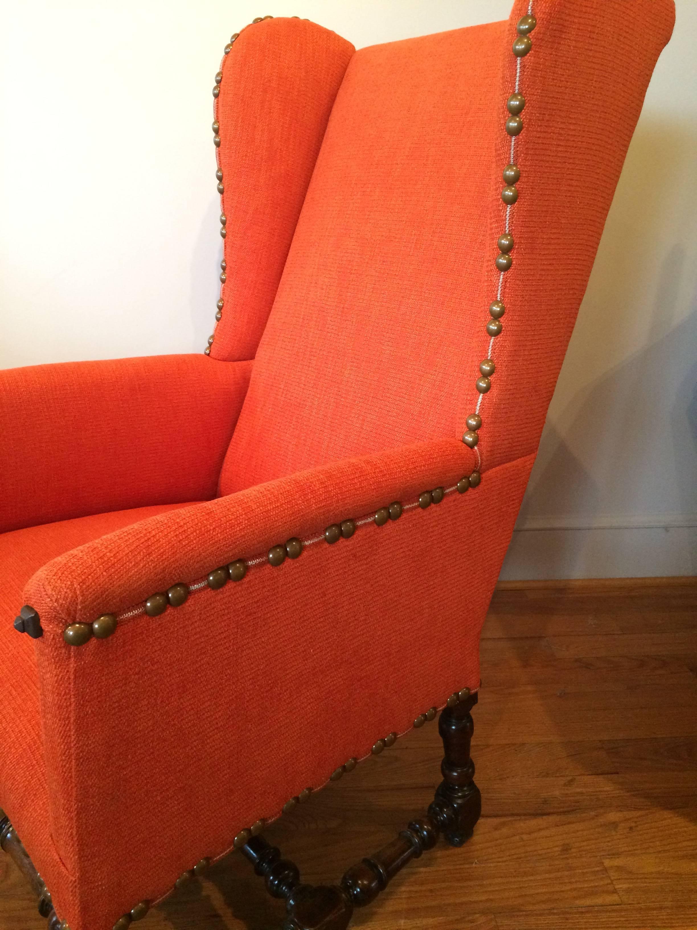 Rare 17th Century Louis XIV Period Wing Chair In Excellent Condition In Middleburg, VA