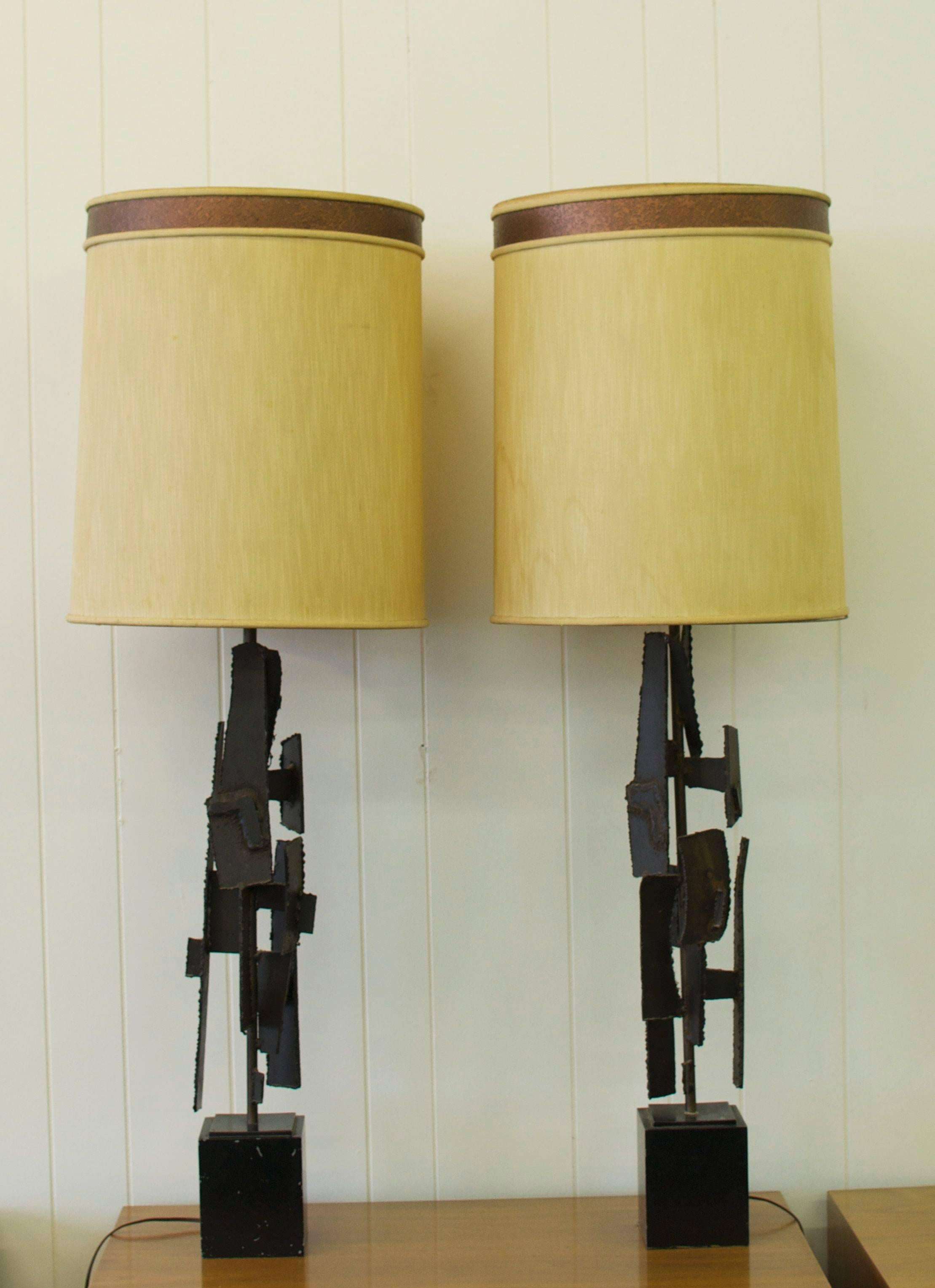 Sculpture metal lamps by Harry Balmer.