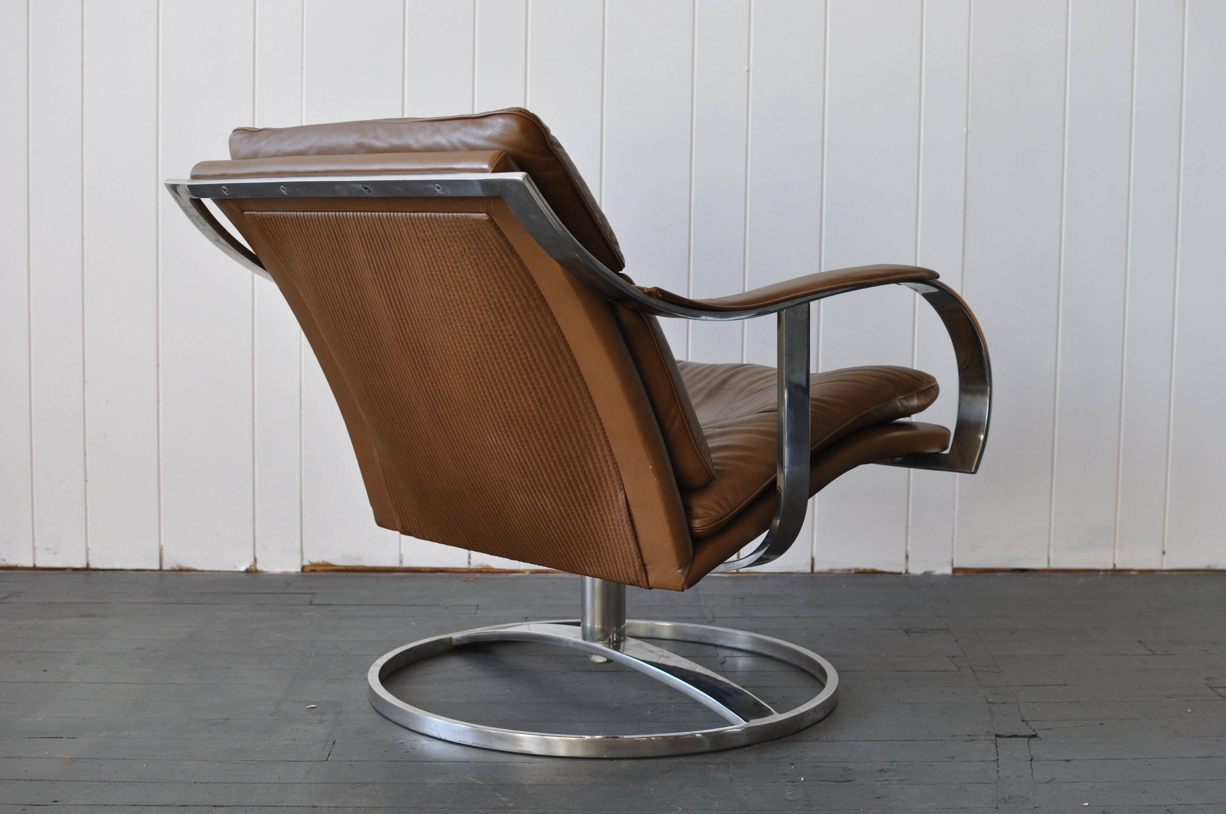 Mid-Century Modern Gardner Leaver for Steelcase Leather Lounge Chair For Sale