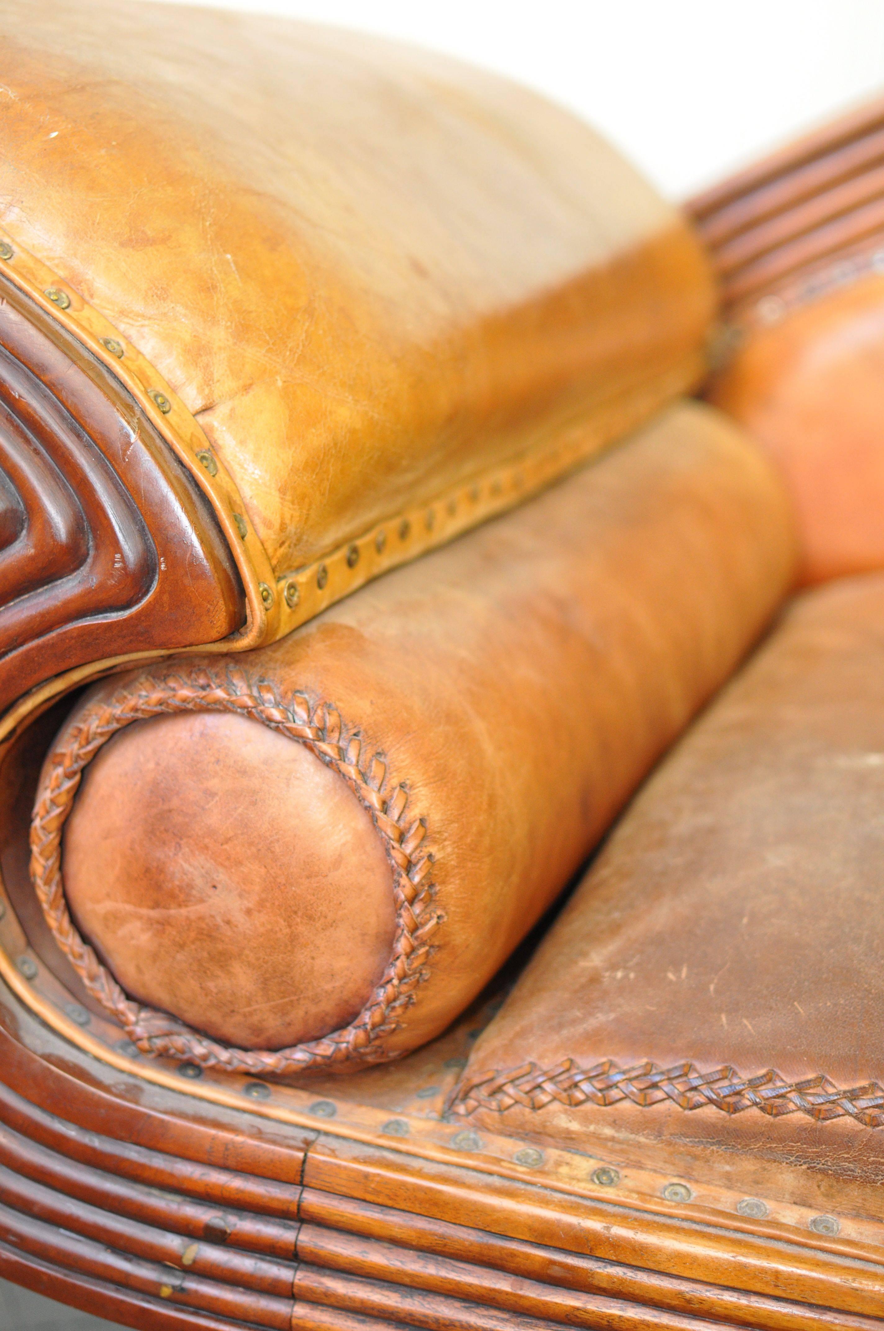 Mid-Century Modern Early 20th Century European Leather Sofa