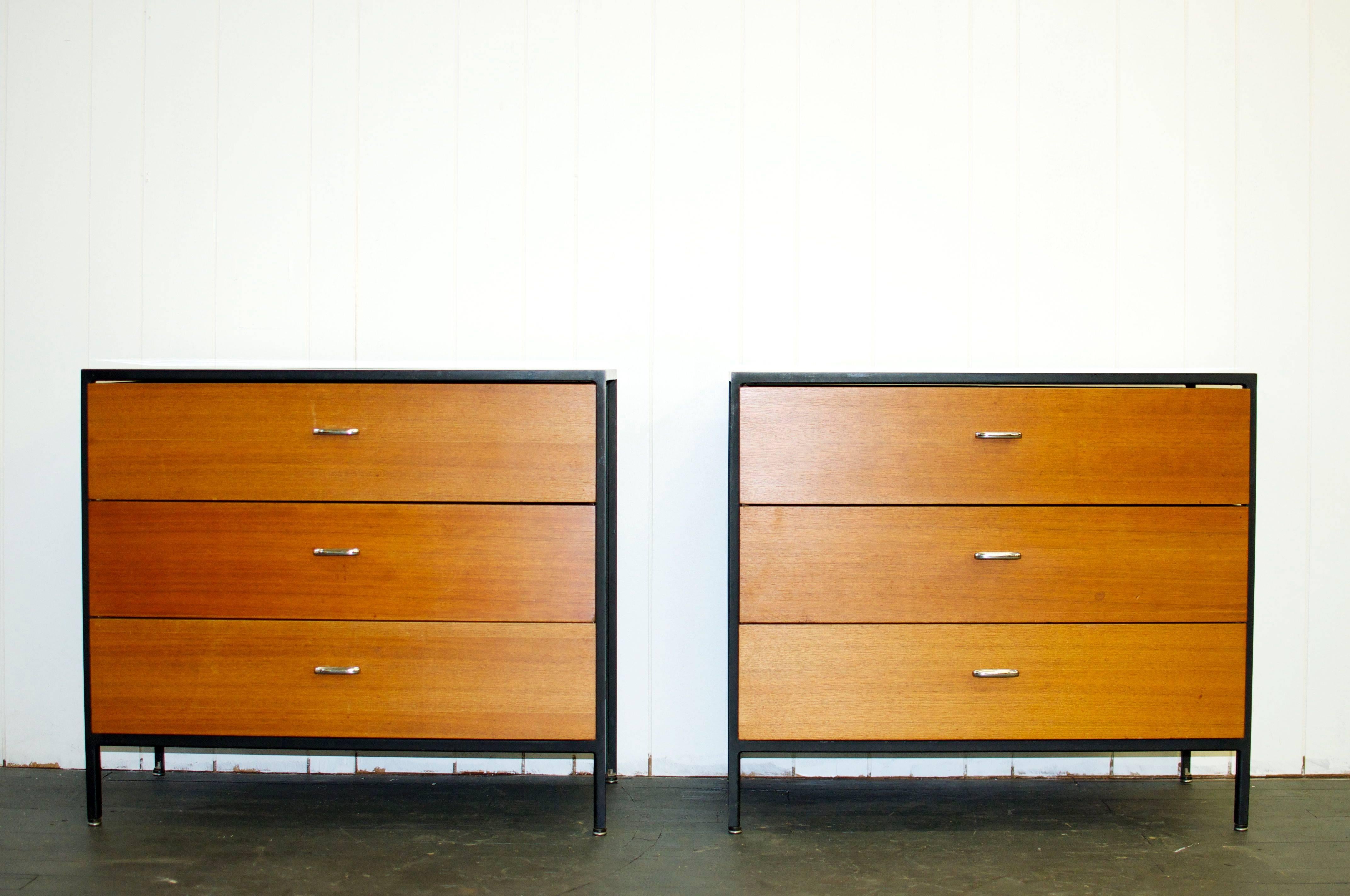 Mid-Century Modern Pair of George Nelson Steel Frame Dressers For Sale