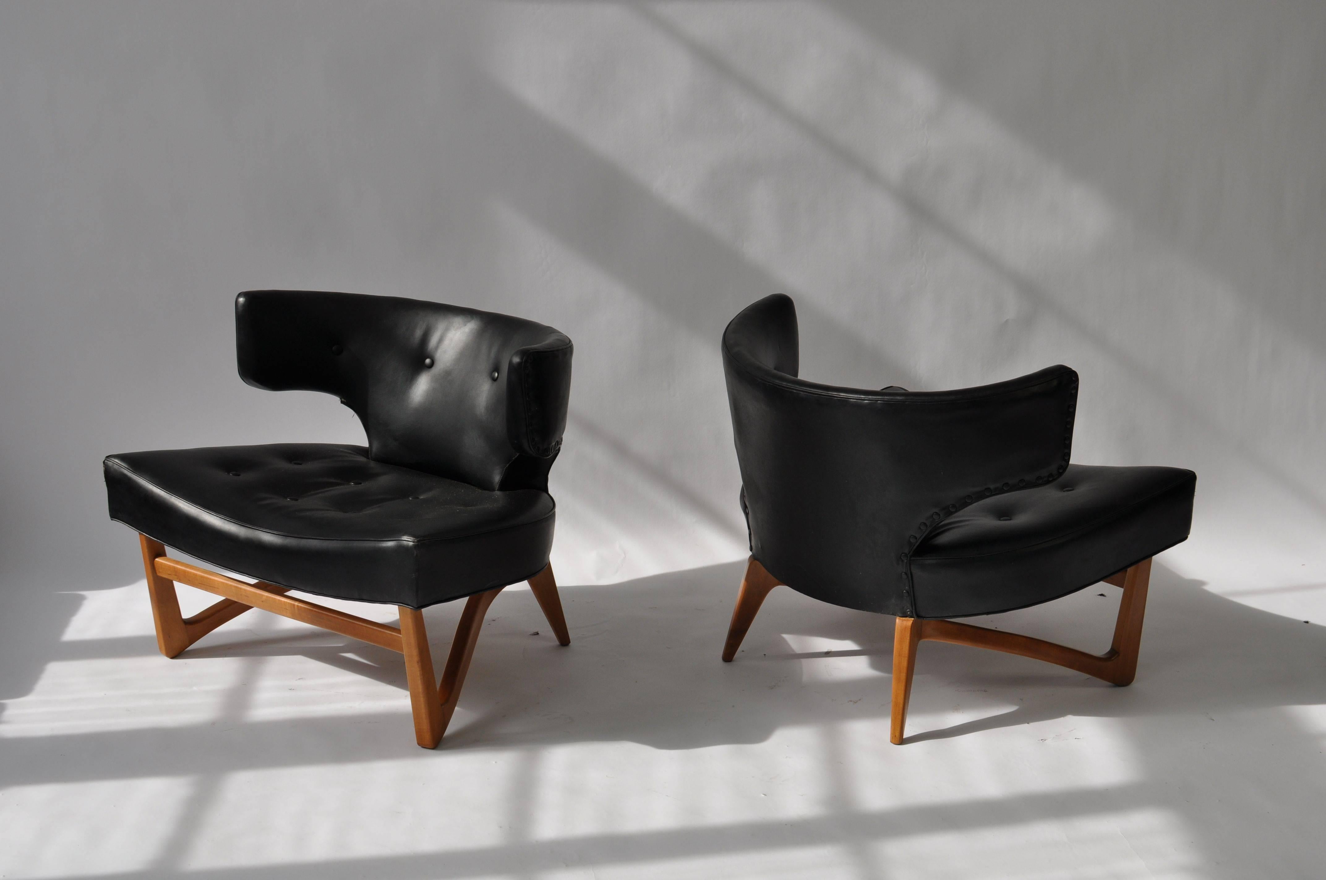 American Pair of Sculptural Lounge Chairs