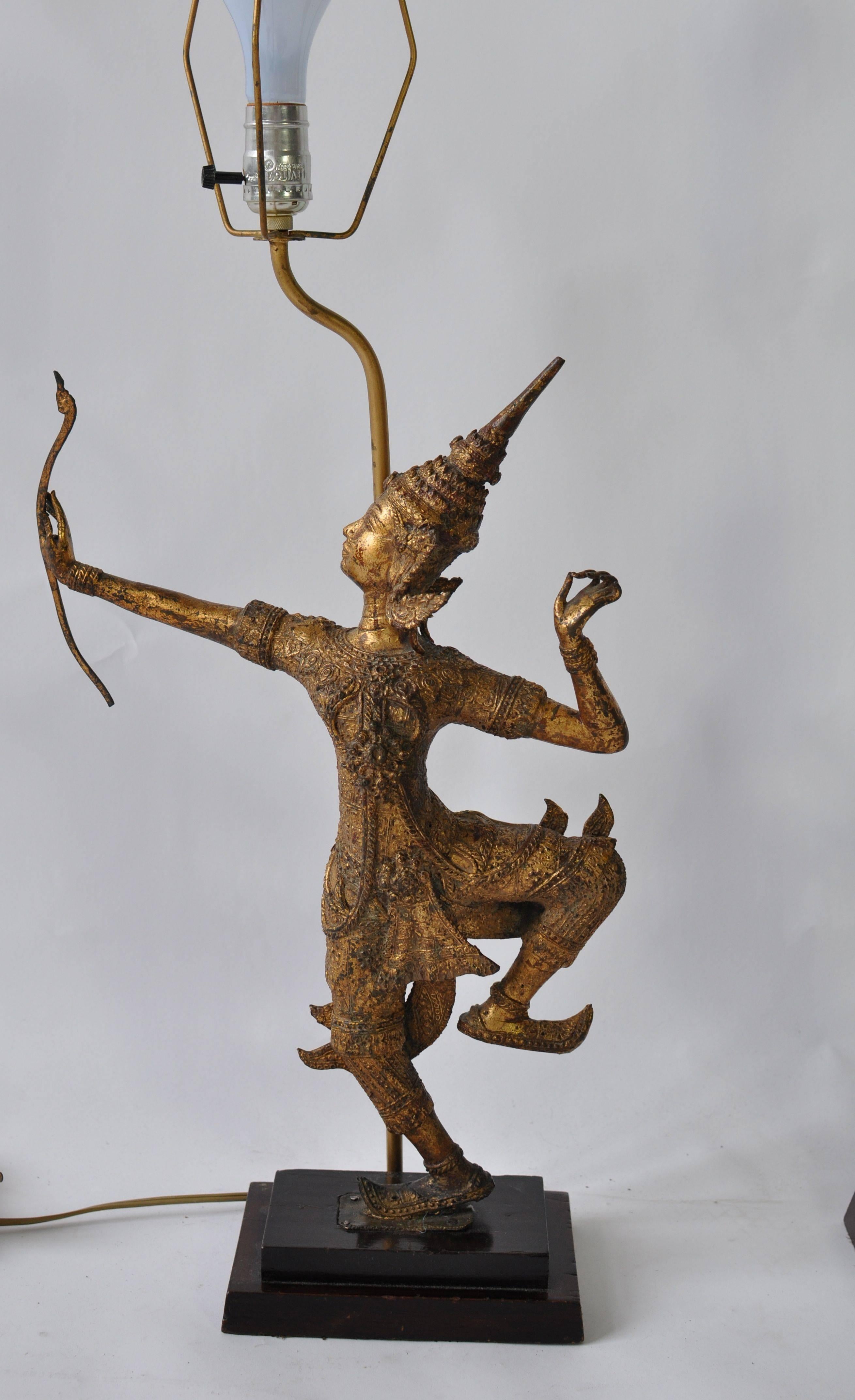 Unknown Collection of Vintage Thai Figure Lamps For Sale