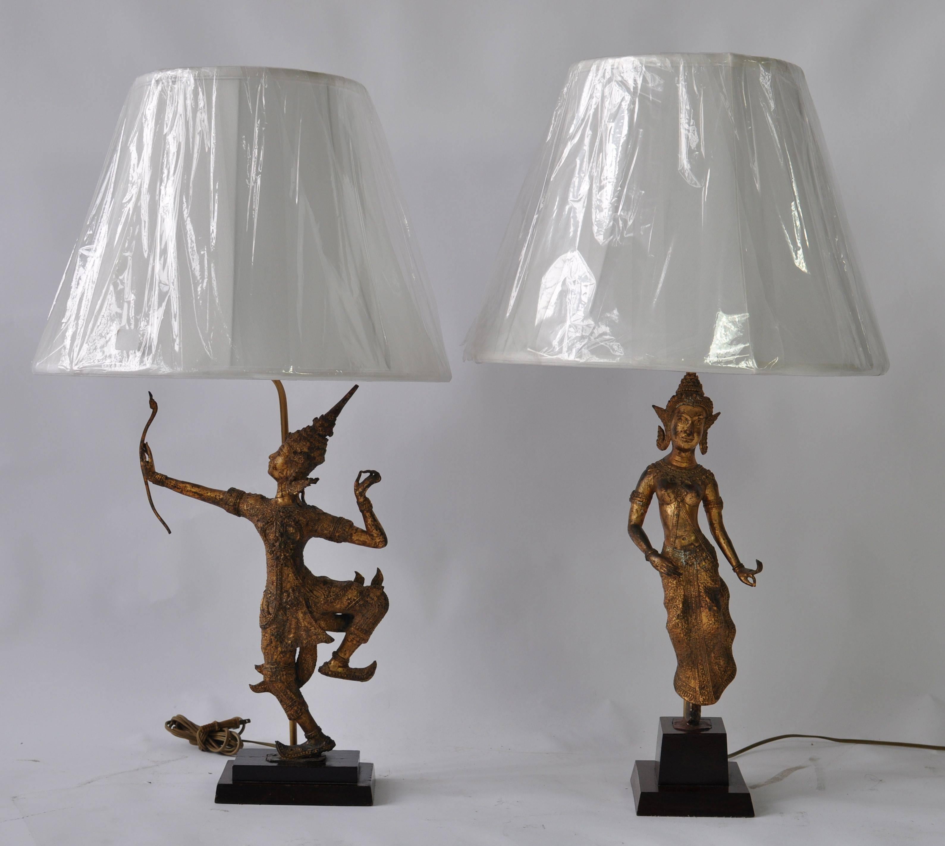 20th Century Collection of Vintage Thai Figure Lamps For Sale