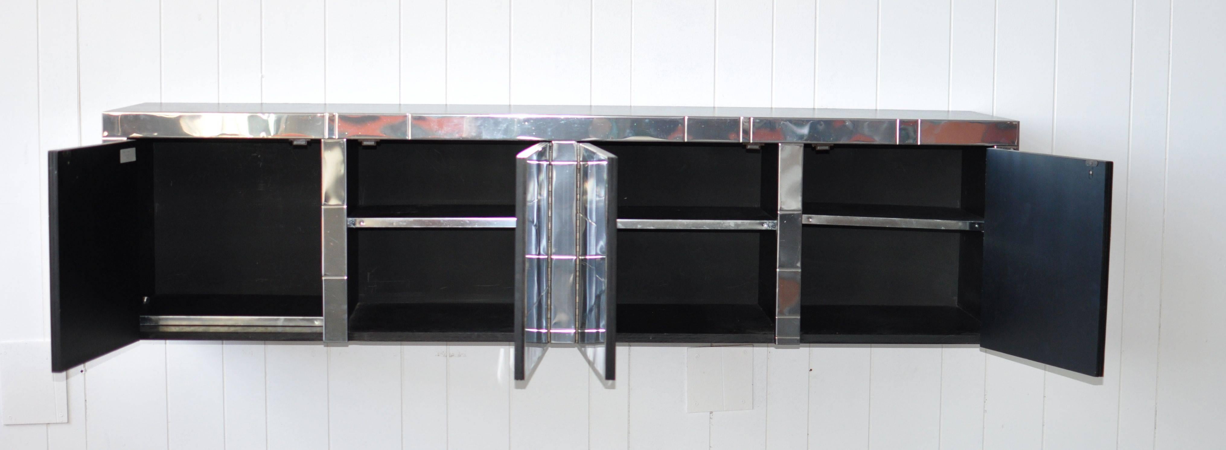 Chrome Paul Evans Style Wall Hanging Cabinet