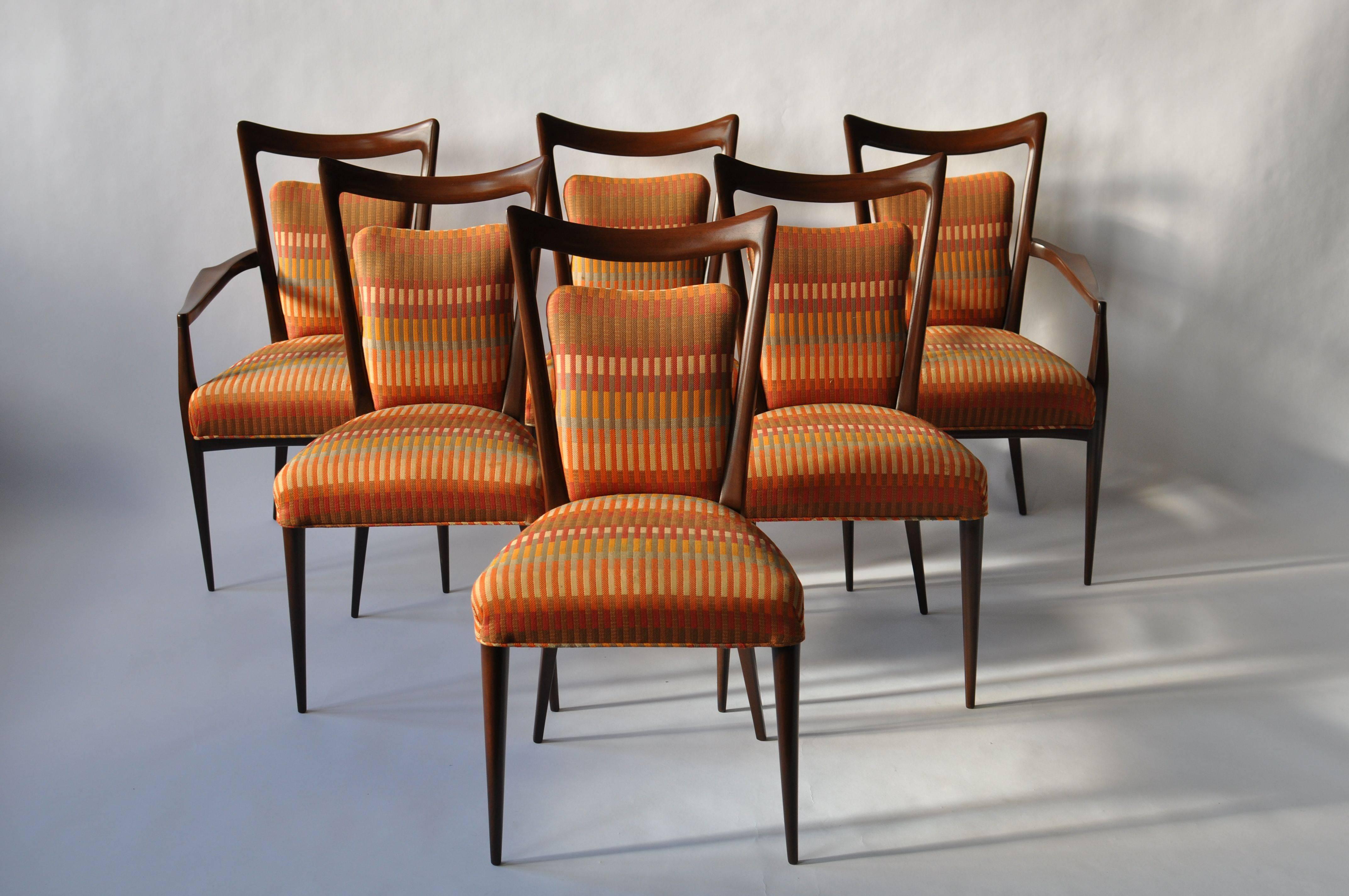 Set of six Erno Fabry, dining chairs. Two armchairs and four side chairs.
Armchairs measure 23.5 wide.
