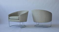 1960s Chrome Base Curved Lounge Chairs