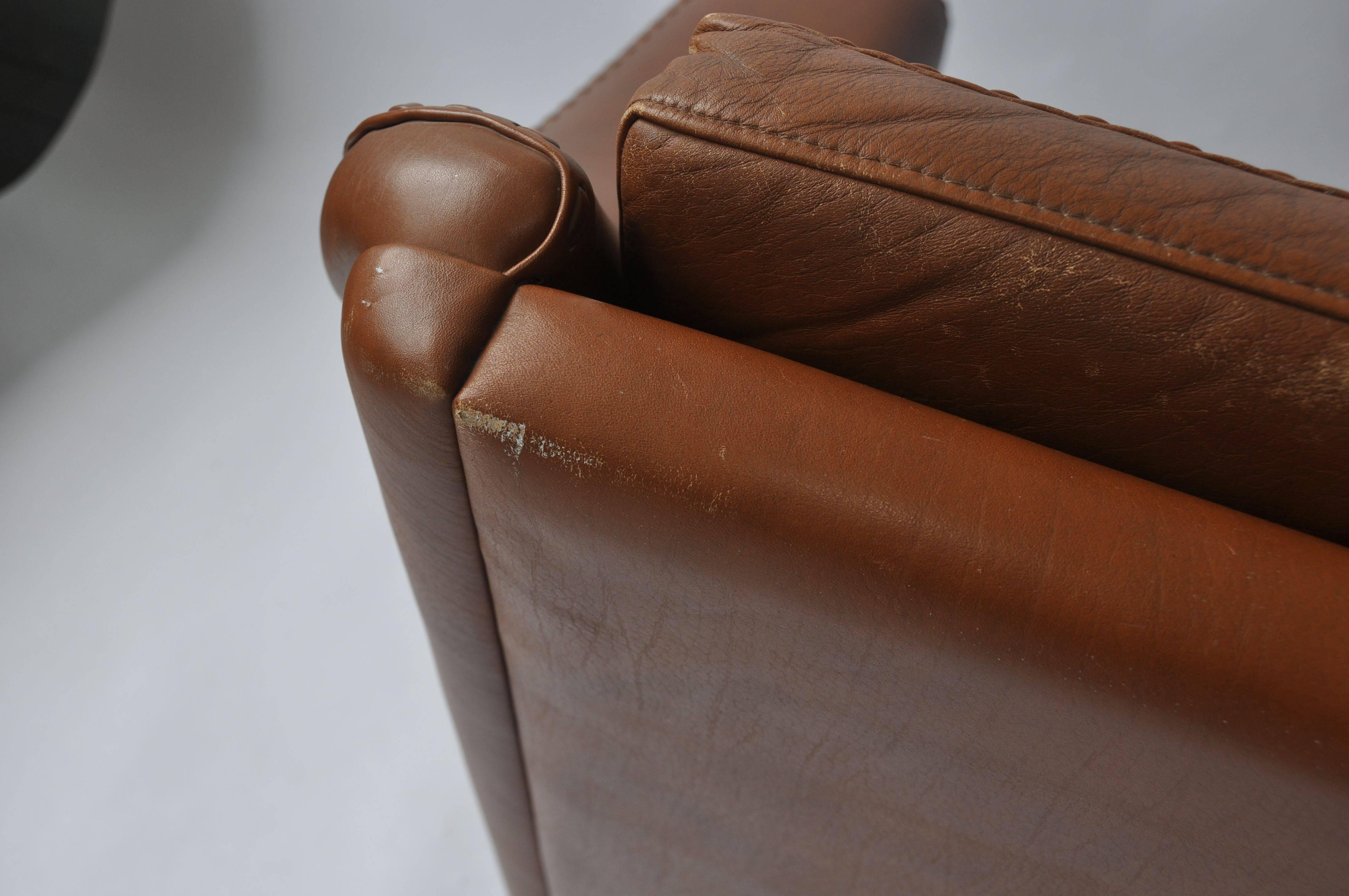 Aage Christiansen Danish Leather Sofa, 1960s (20. Jahrhundert)