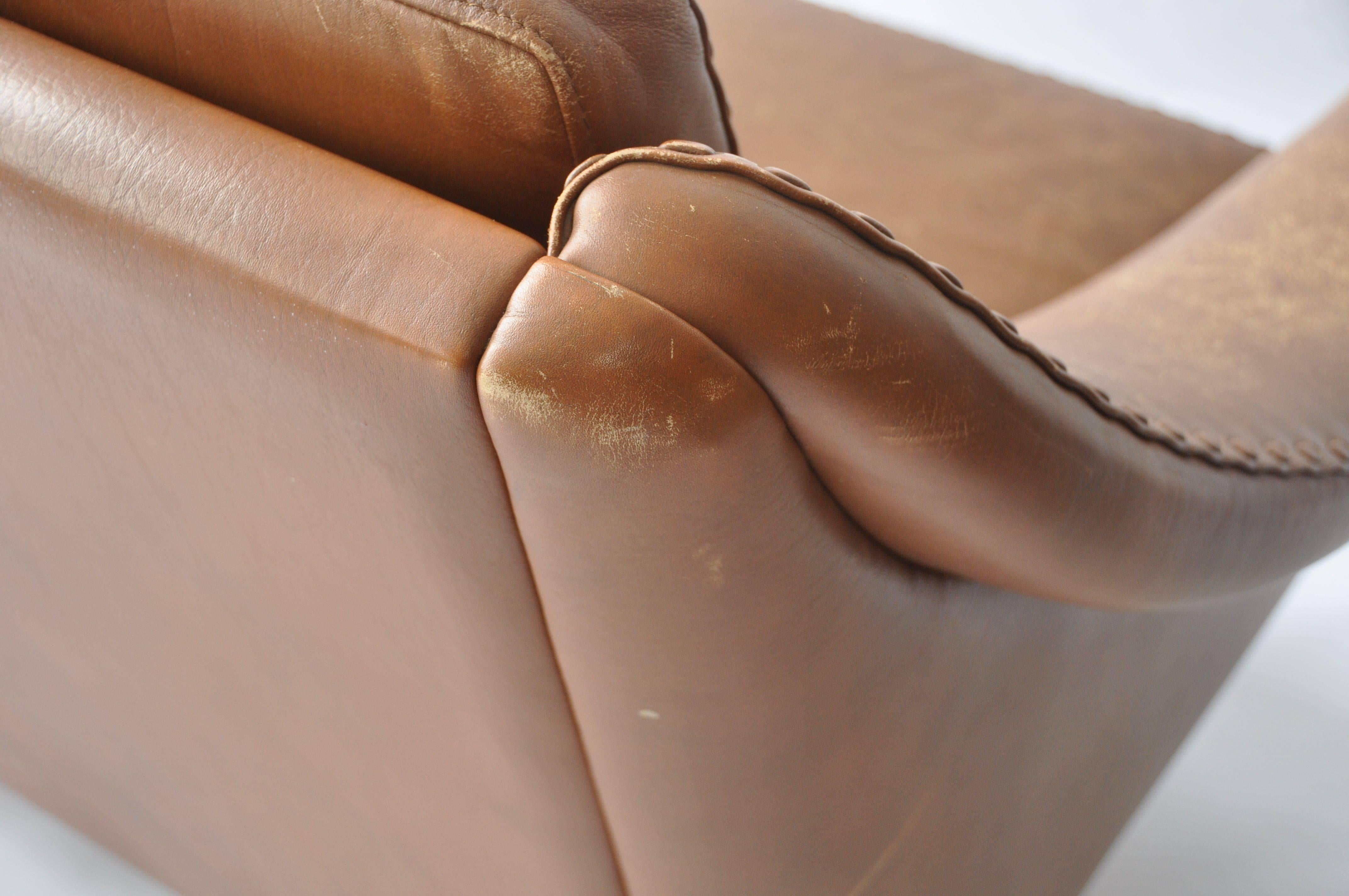 Aage Christiansen Danish Leather Sofa, 1960s (Leder)