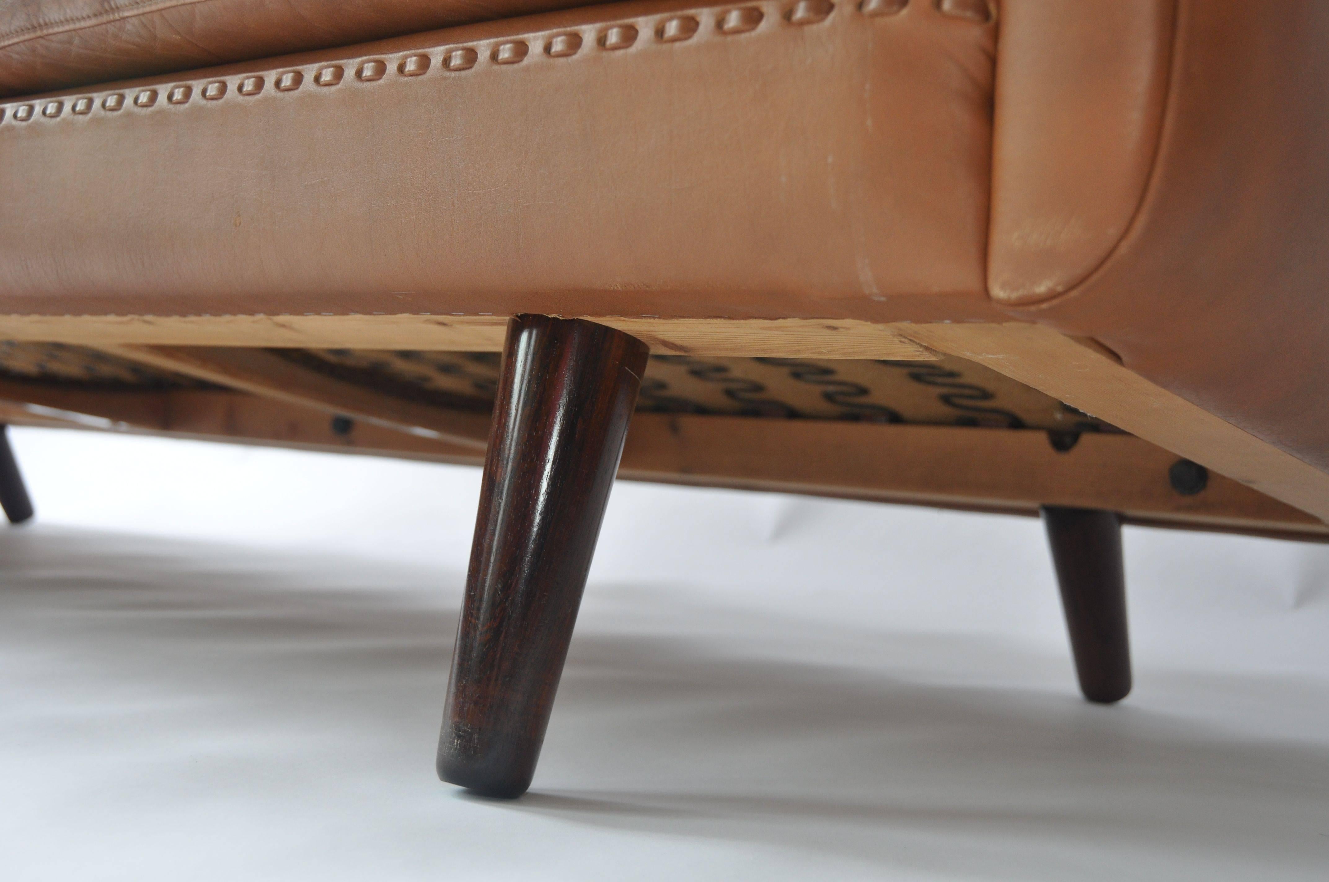 Aage Christiansen Danish Leather Sofa, 1960s 1