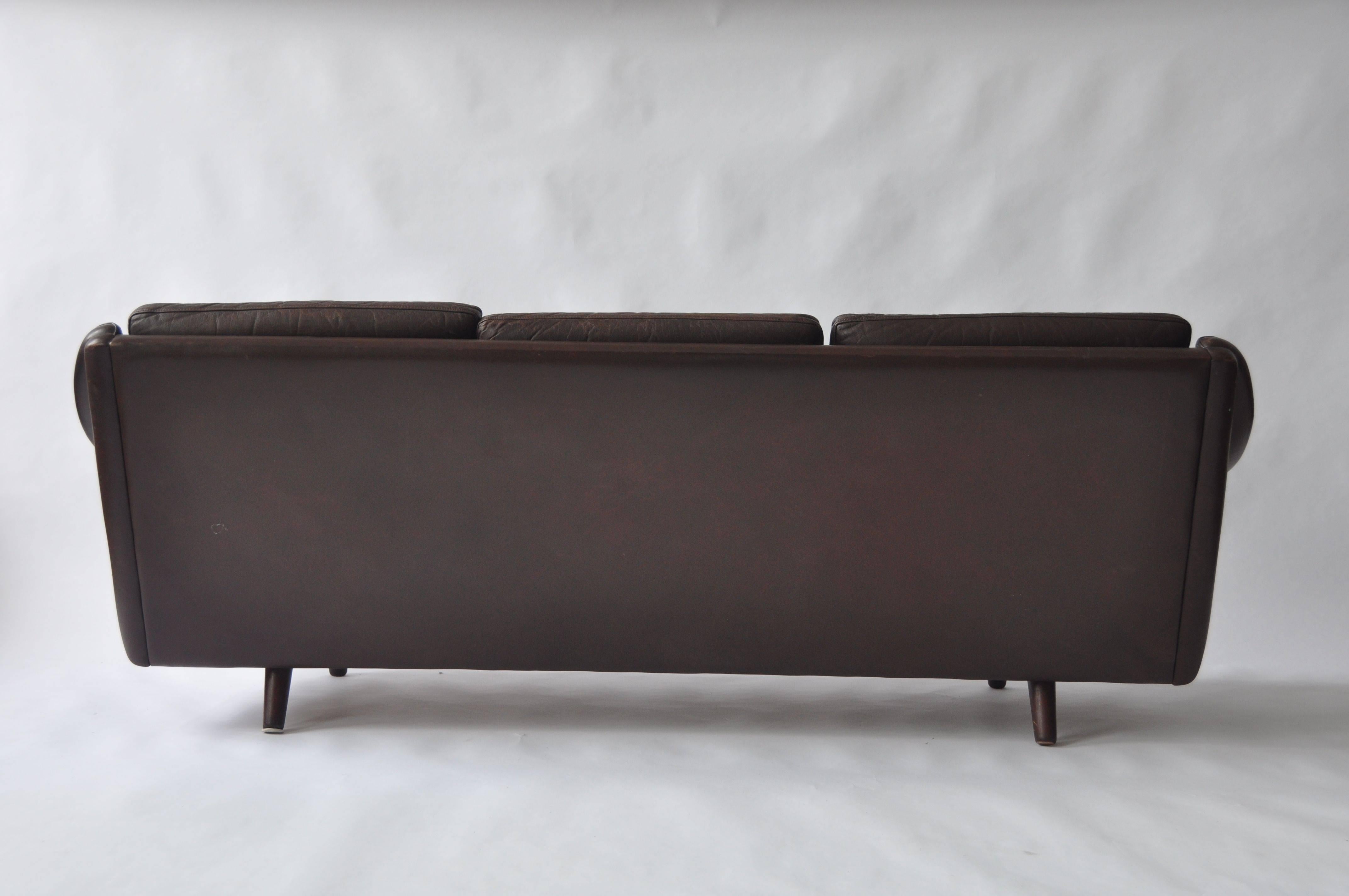 20th Century Pair of Aage Christiansen 1960s Danish Leather Sofas