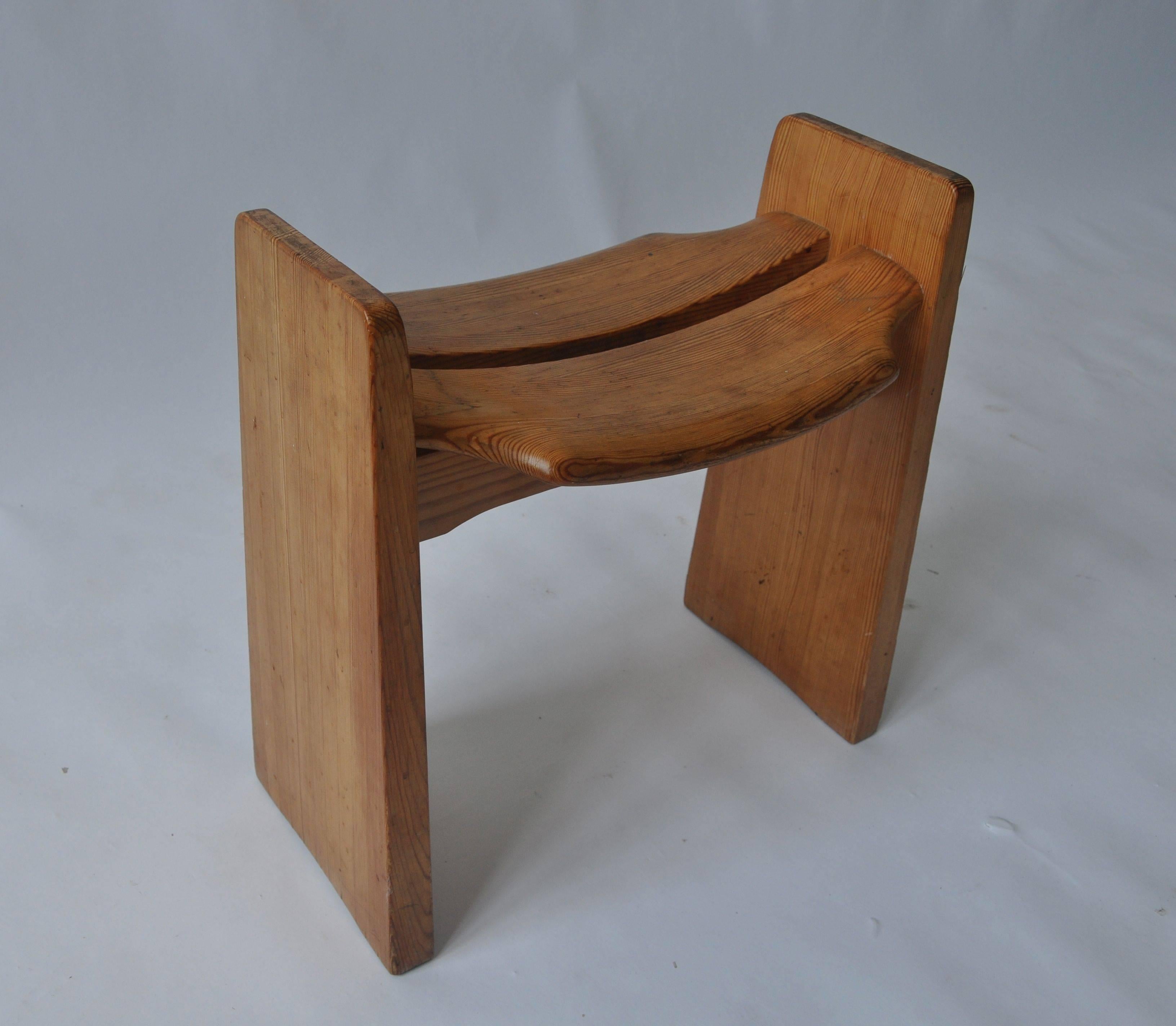 Swedish Solid Pine Stool by Gilbert Marklund For Sale