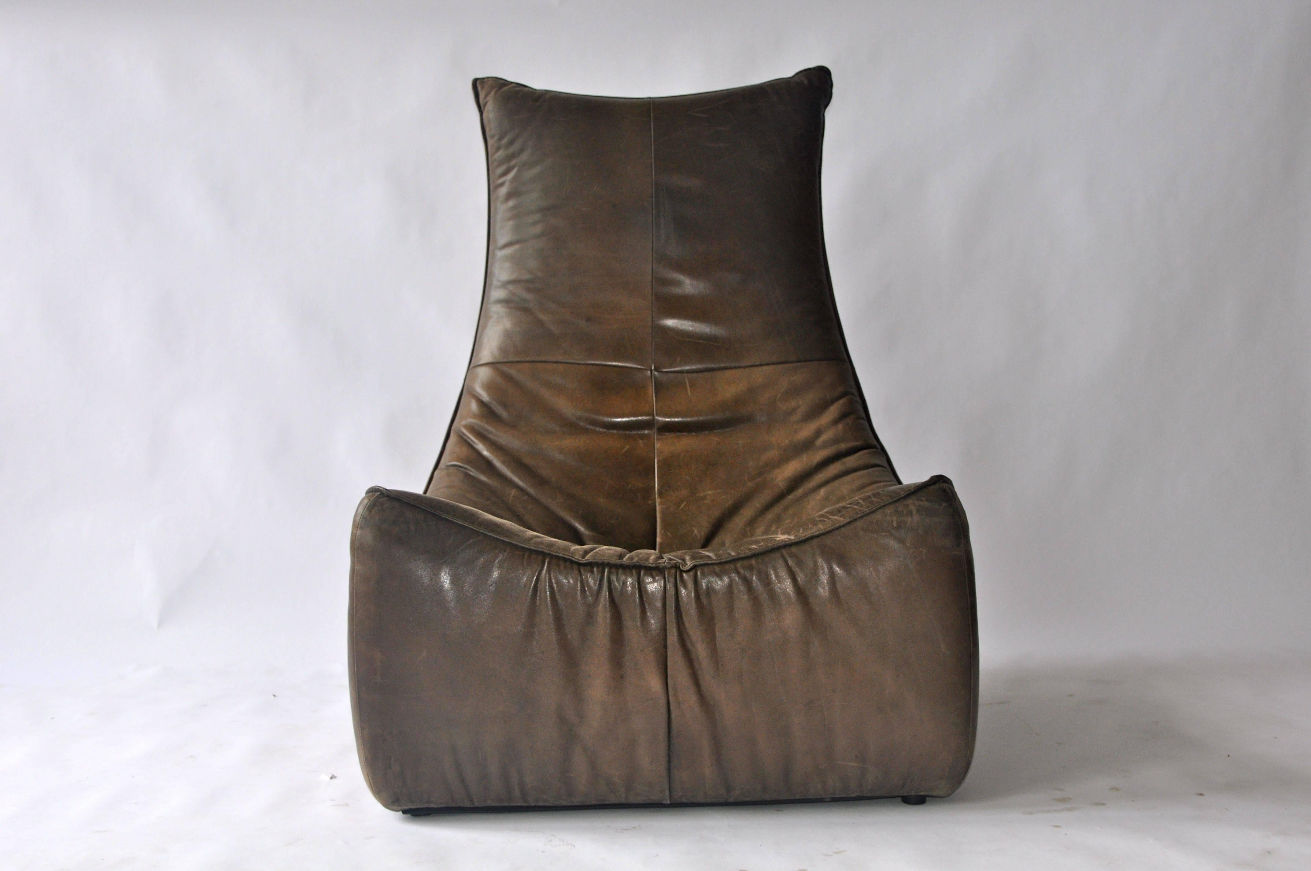 1970s leather chair by Gerard Van Den Berg for Montis. Original leather.