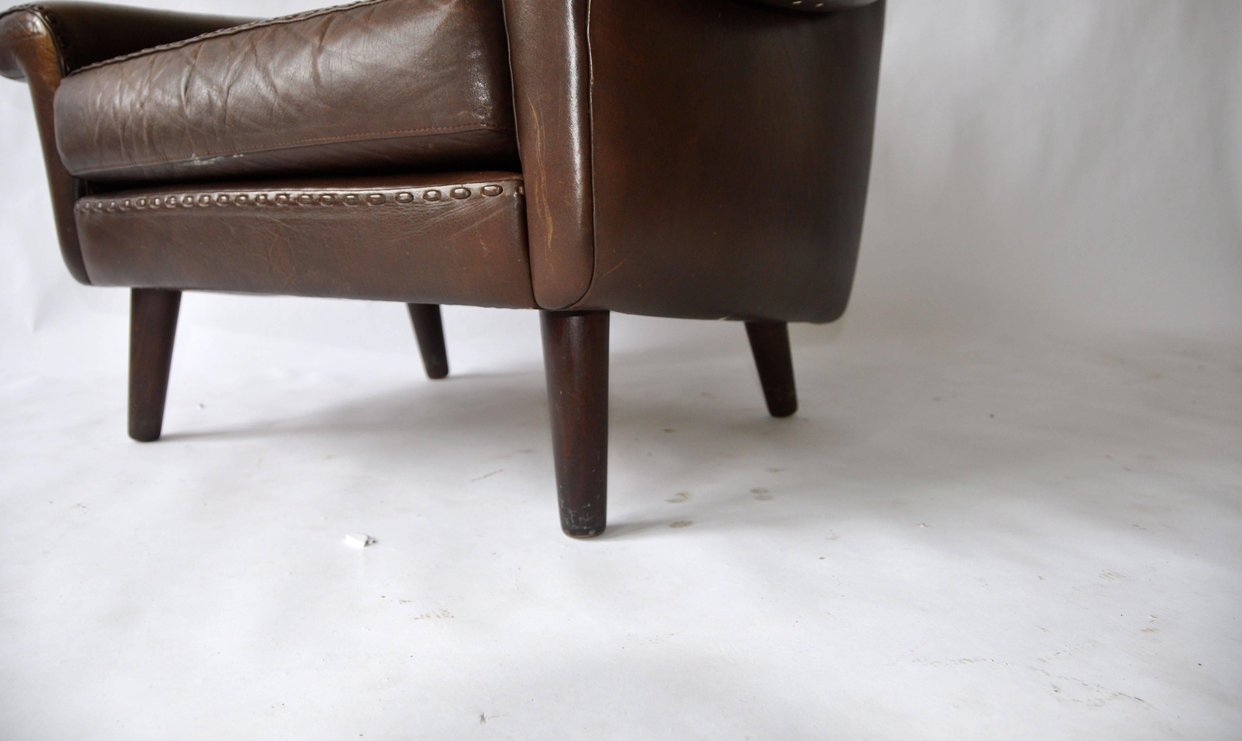 Pair of Aage Christiansen Danish Leather Lounge Chairs 2