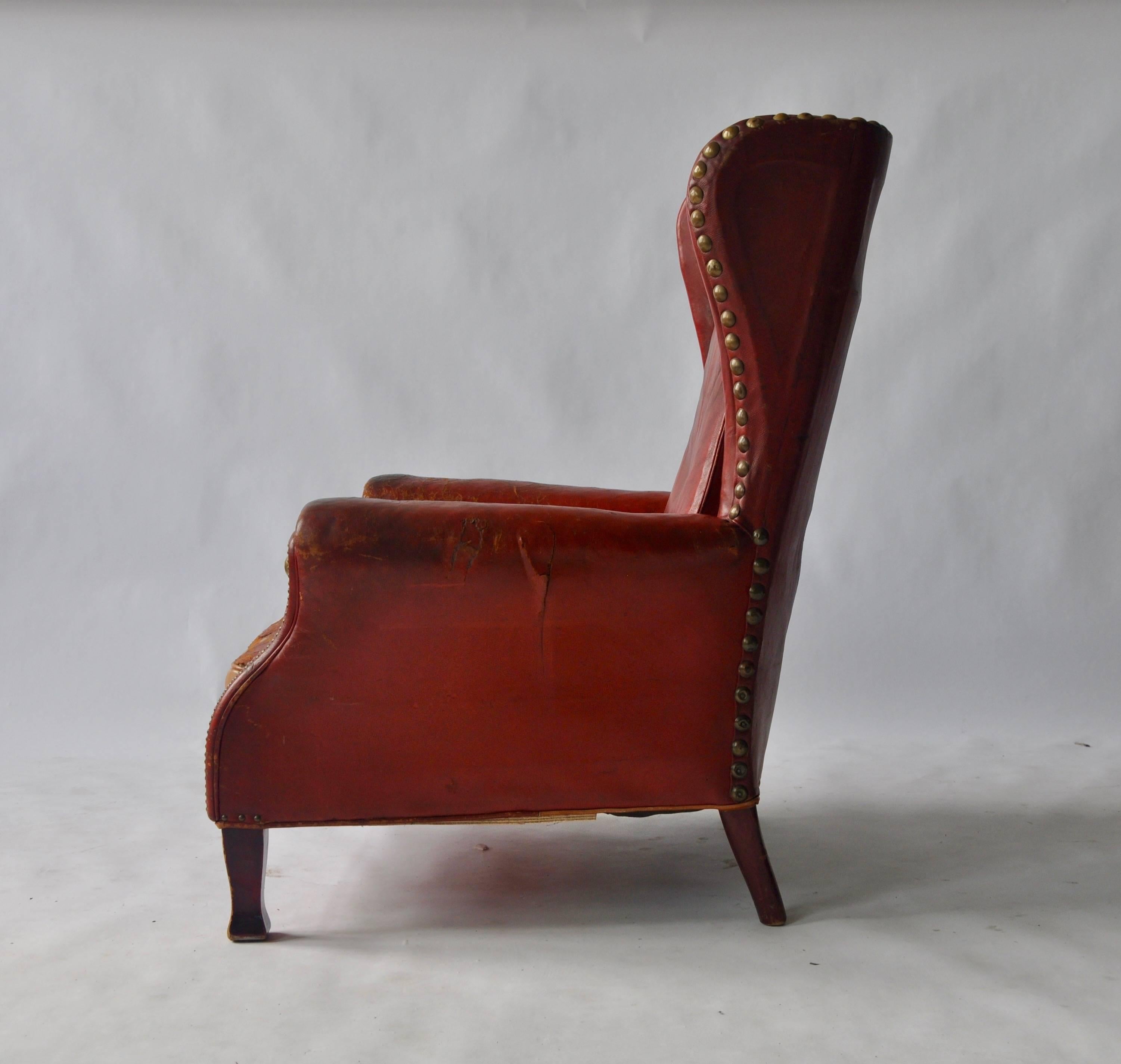 Swedish Leather Lounge Chair by Otto Schulz For Sale