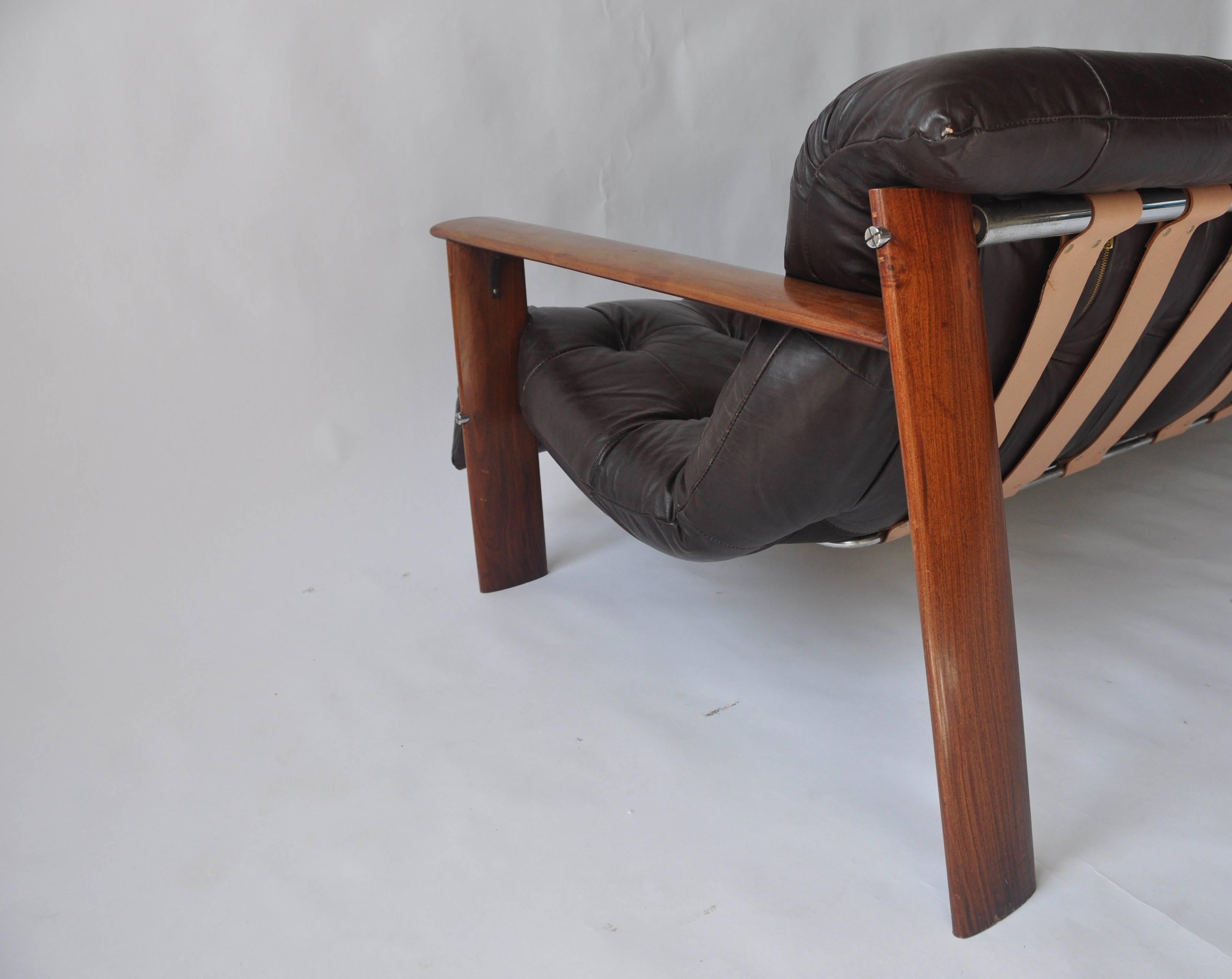 Rosewood and Leather Sofa by Percival Lafer 2