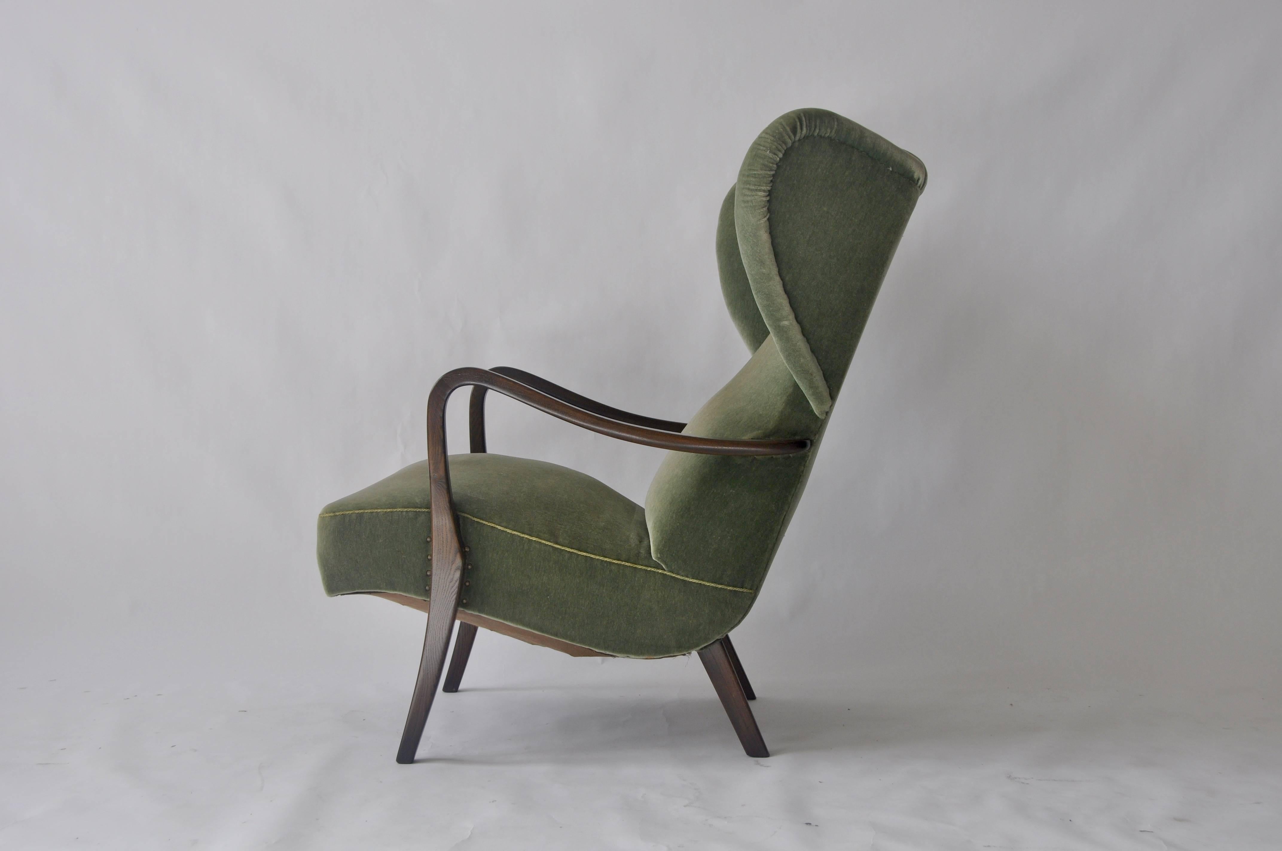 Mid-Century Modern 1950s Danish Wingback Lounge Chair