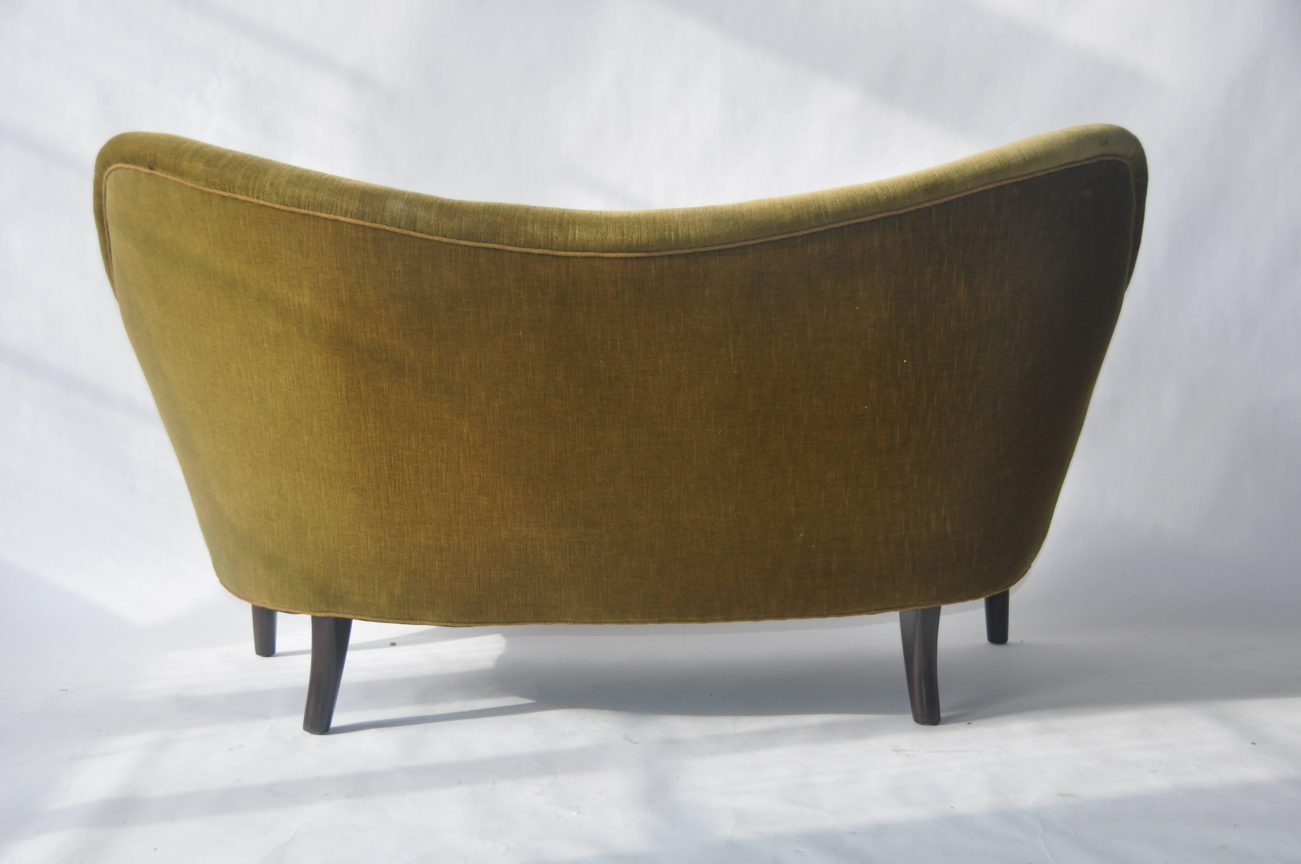 Stained Petite Sculptural Danish Sofa For Sale