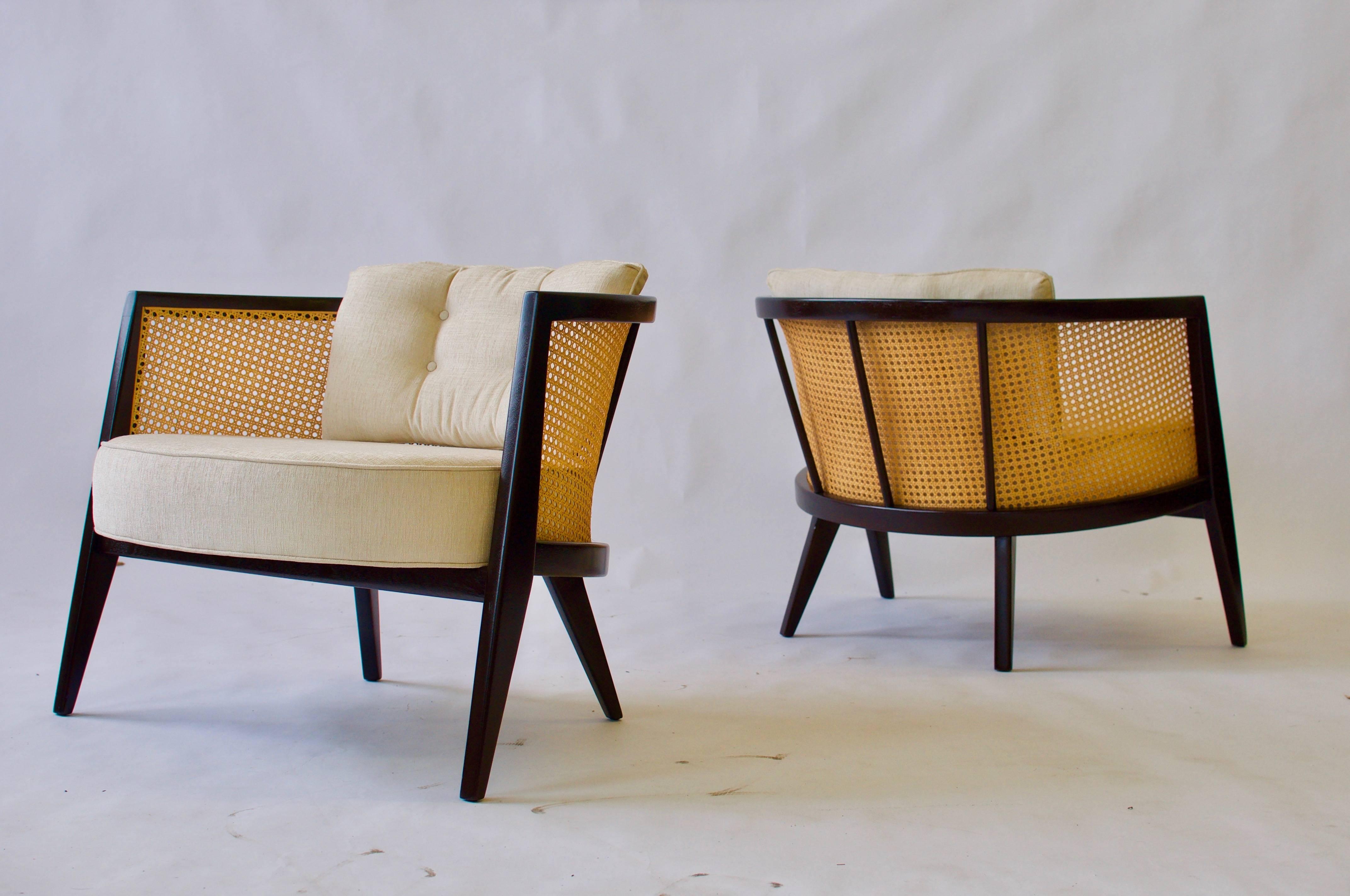 Pair of Harvey Probber cane back lounge chairs.