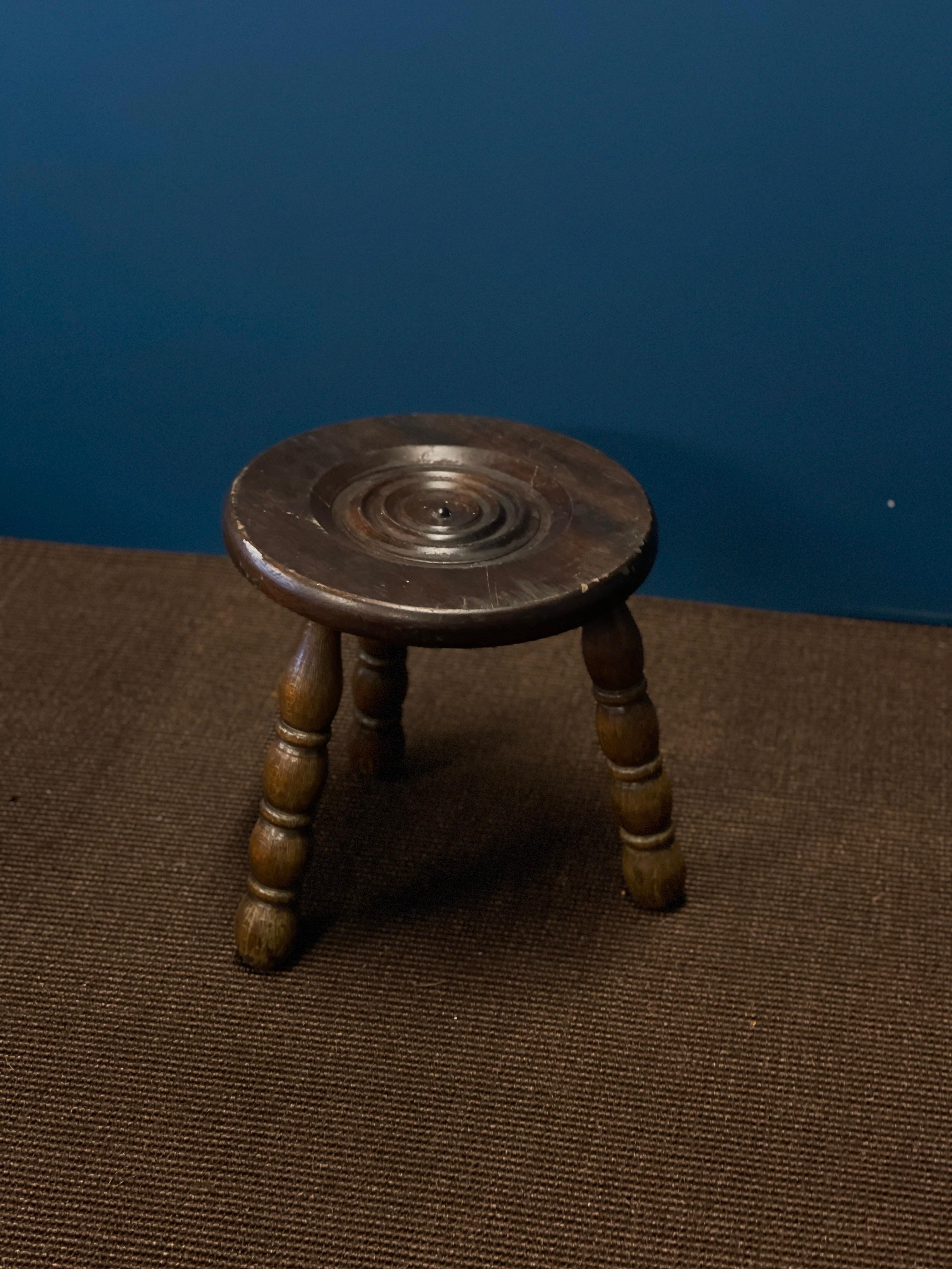 Brutalist French bobbin turned milking stool