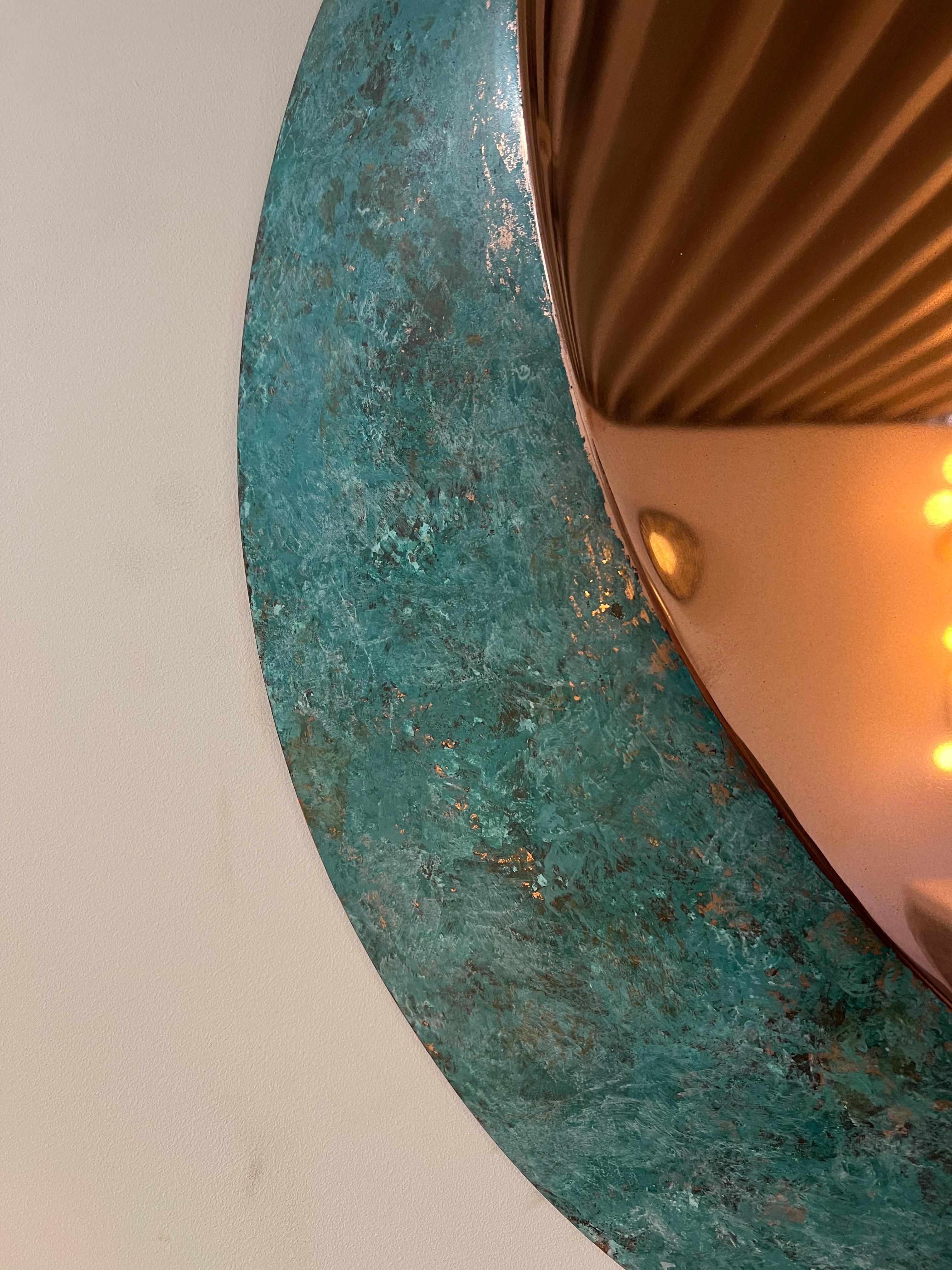 Hand-Crafted Pavè sculptural verdigris copper coffee table by dAM Atelier For Sale