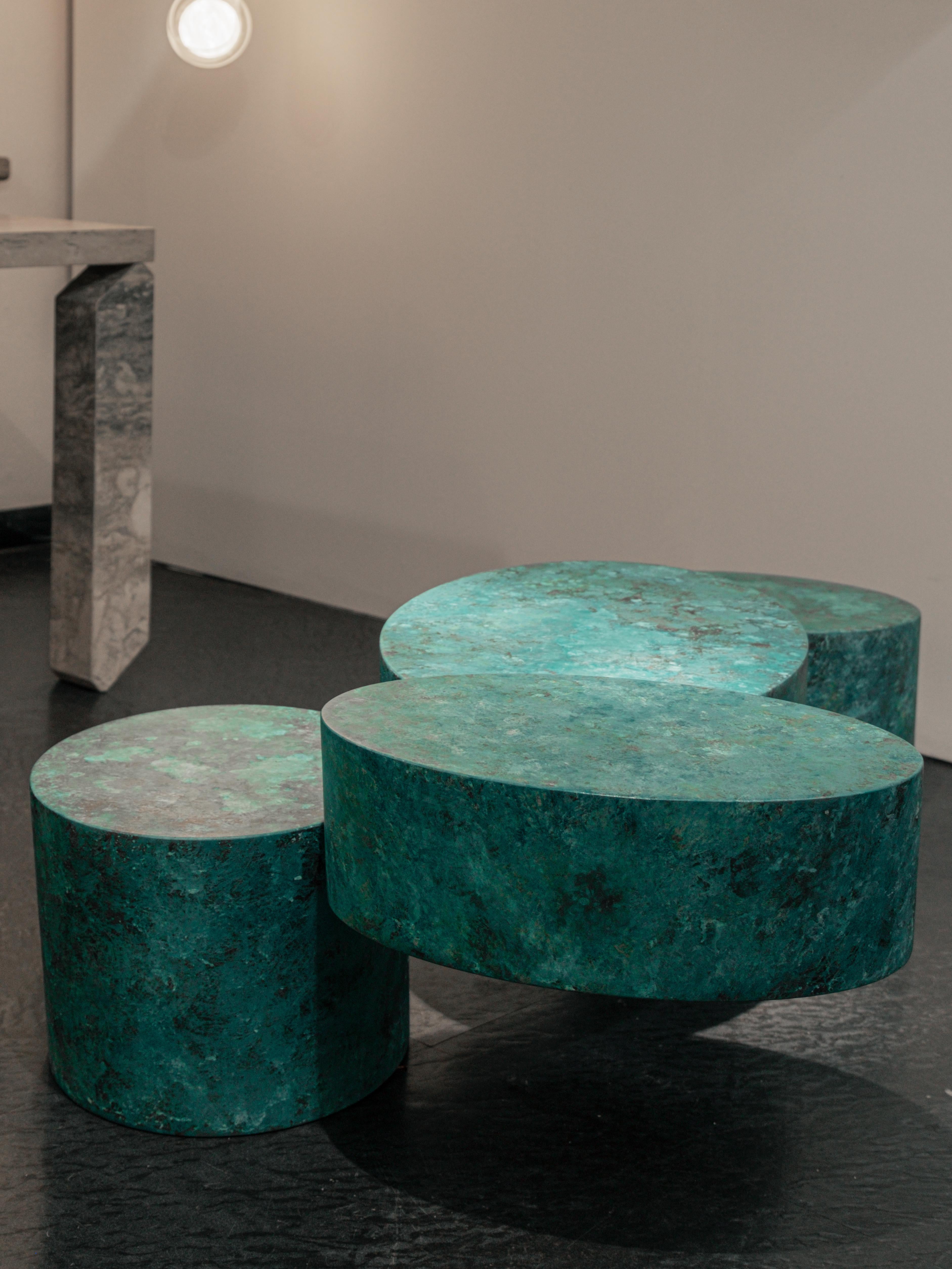 Contemporary Pavè sculptural verdigris copper coffee table by dAM Atelier For Sale