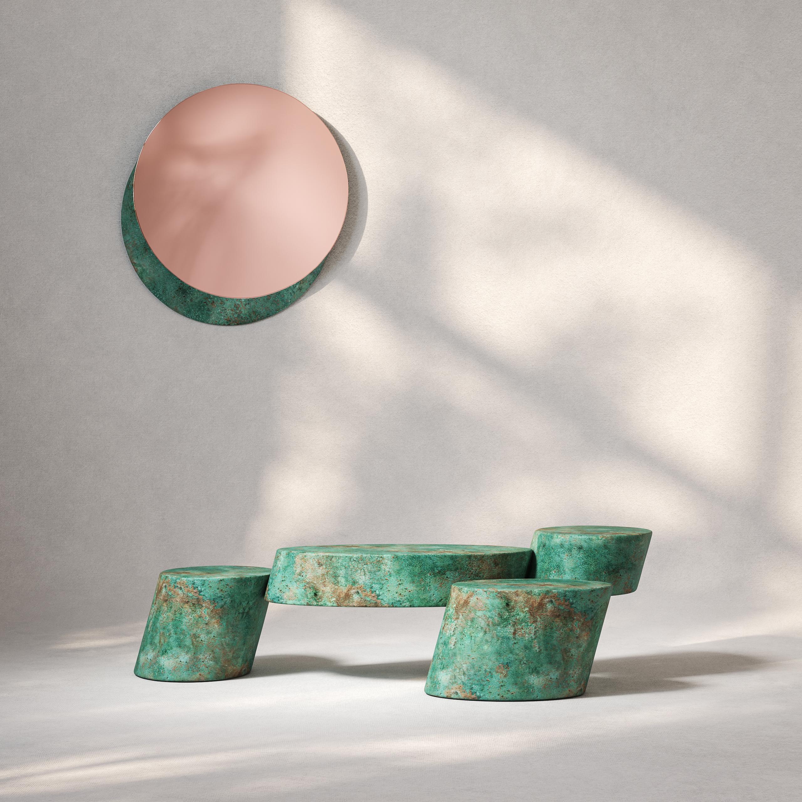 Pavè sculptural verdigris copper coffee table by dAM Atelier In New Condition For Sale In San Paolo D'argon, BG