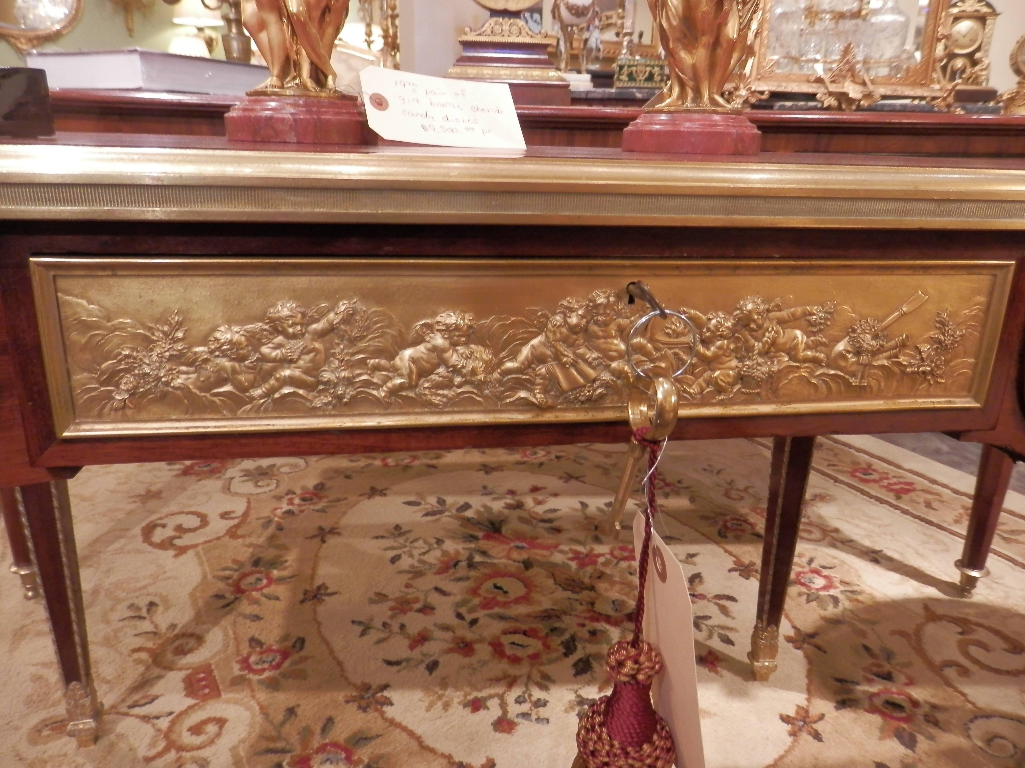 19th Century French Signed  P. Sormani French Louis XVI Writing Desk In Excellent Condition In Dallas, TX
