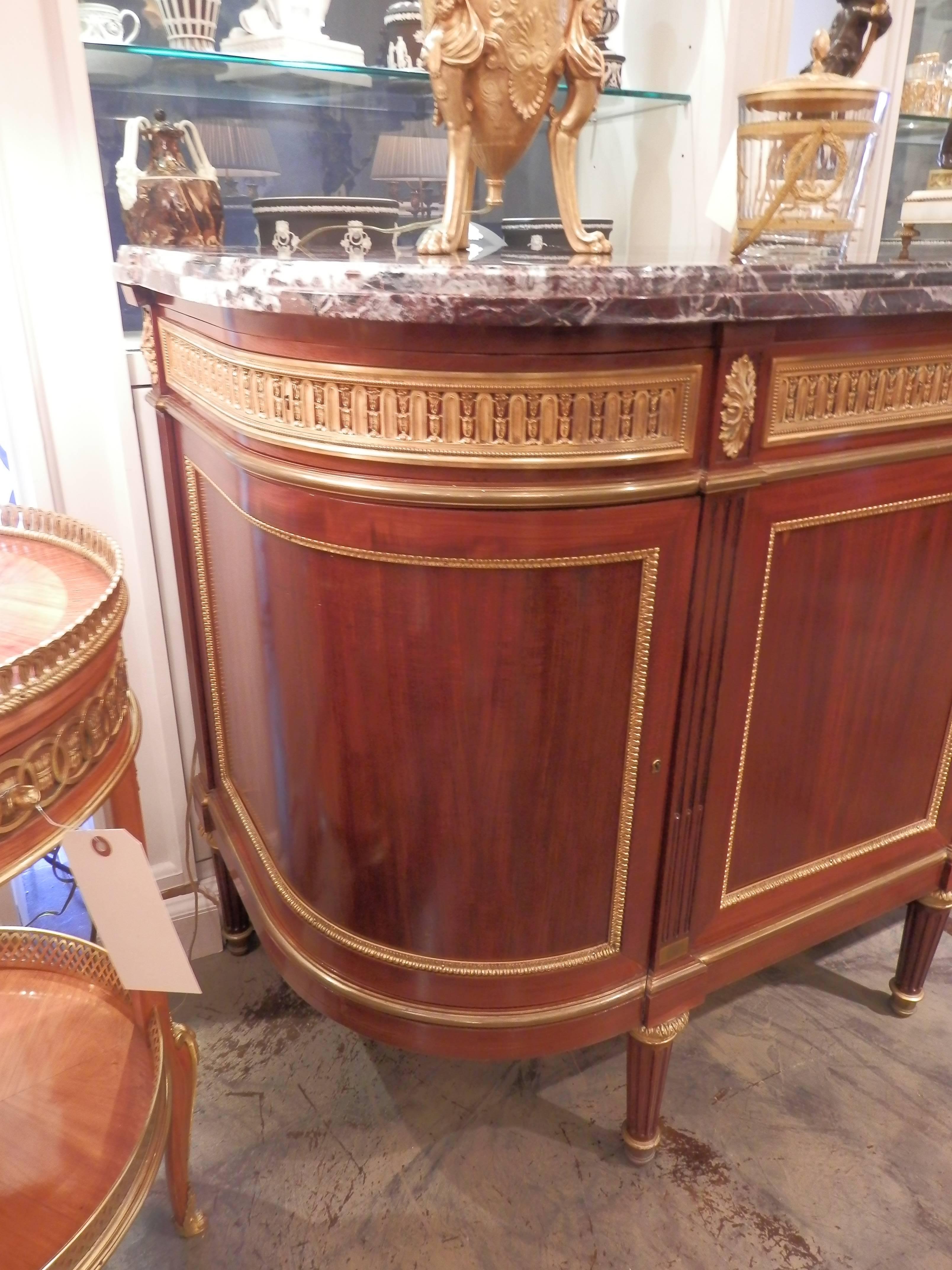 Important 19th Century French Signed F Linke Marble-Topped Buffet In Excellent Condition In Dallas, TX