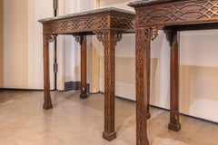A fine and rare pair of 19th century Chinese Chippendale mahogany console tables