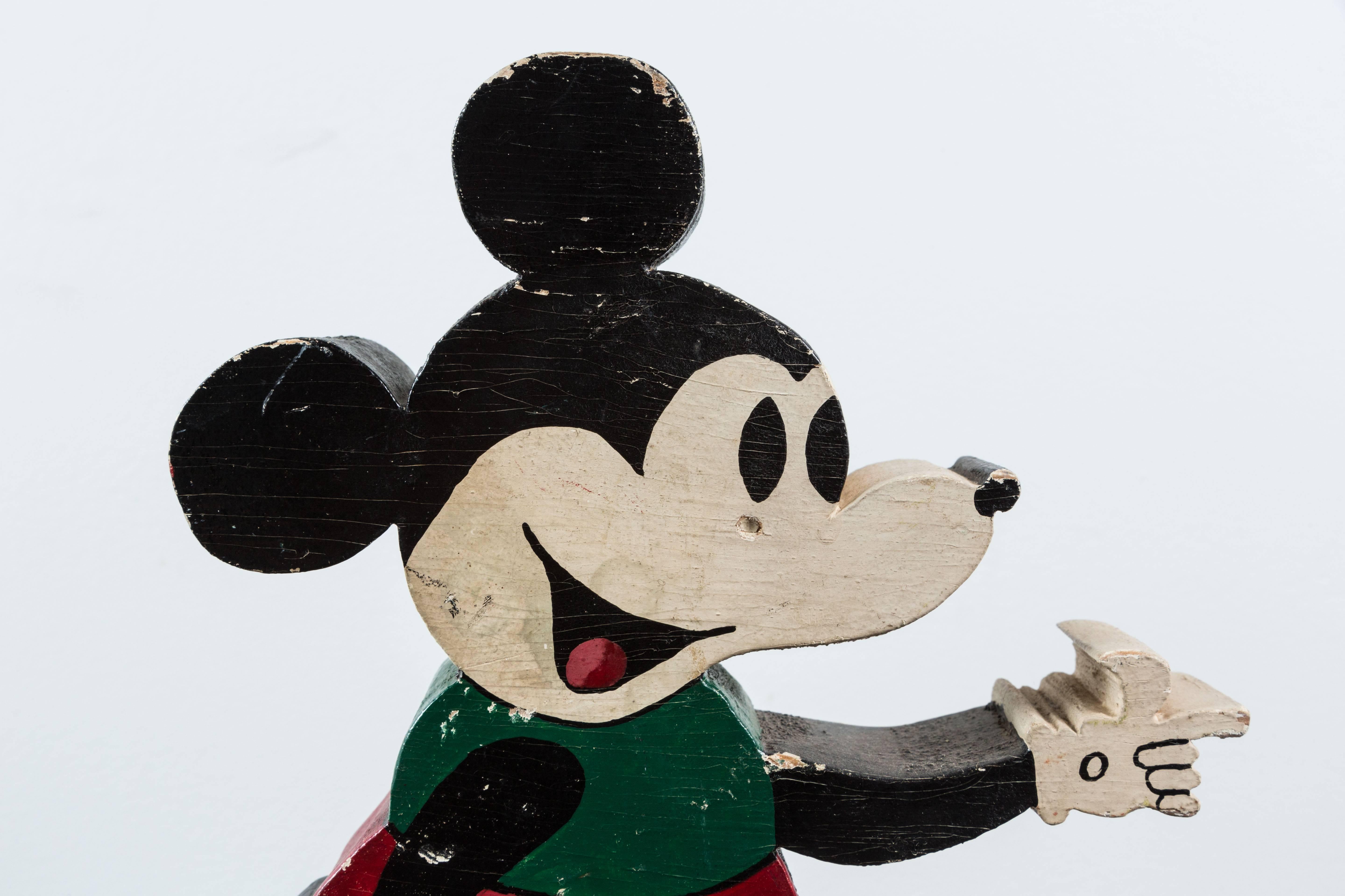 mickey mouse wood carving