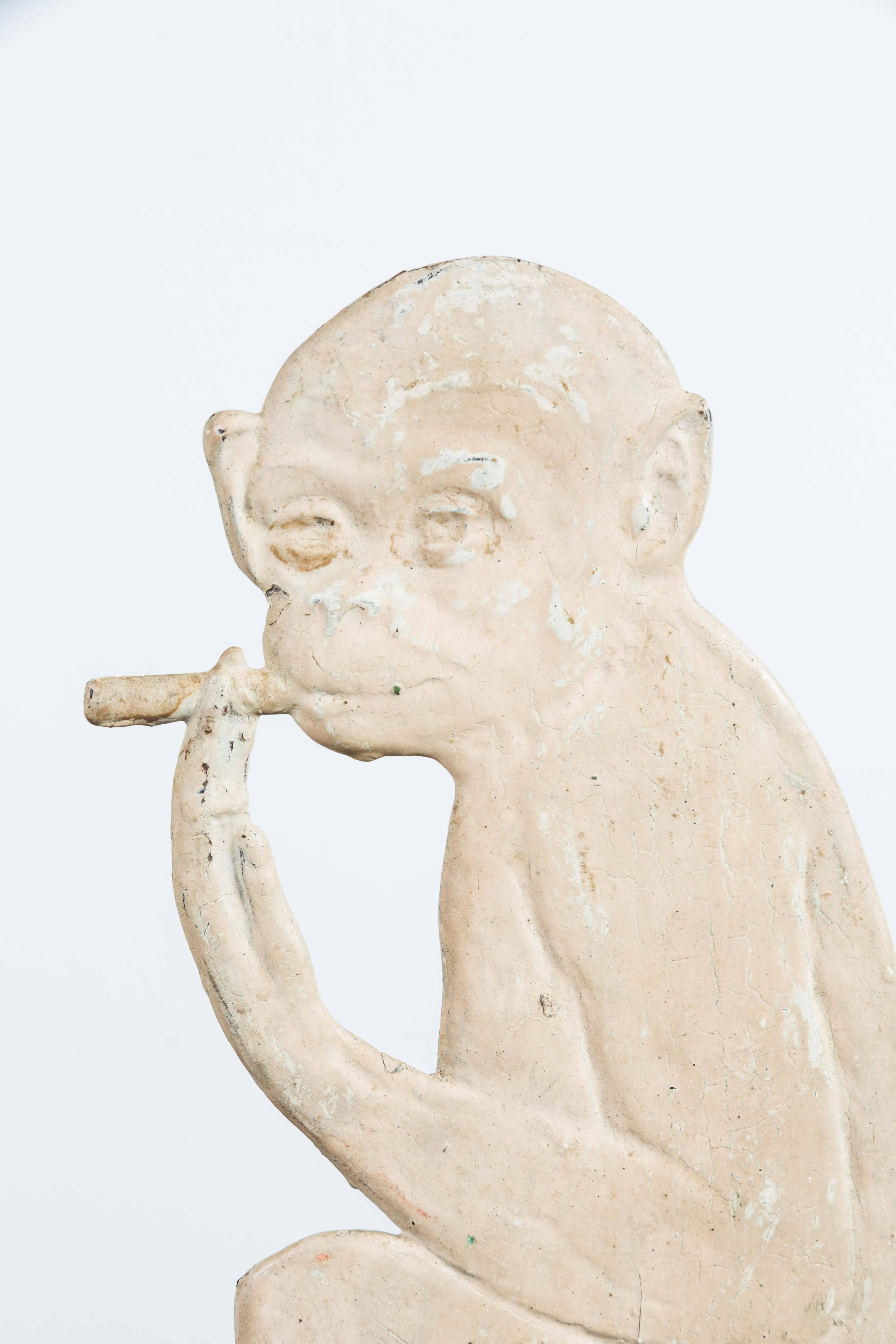 Folk Art Vintage Heavy Cast Iron Cigar Smoking Monkey Target