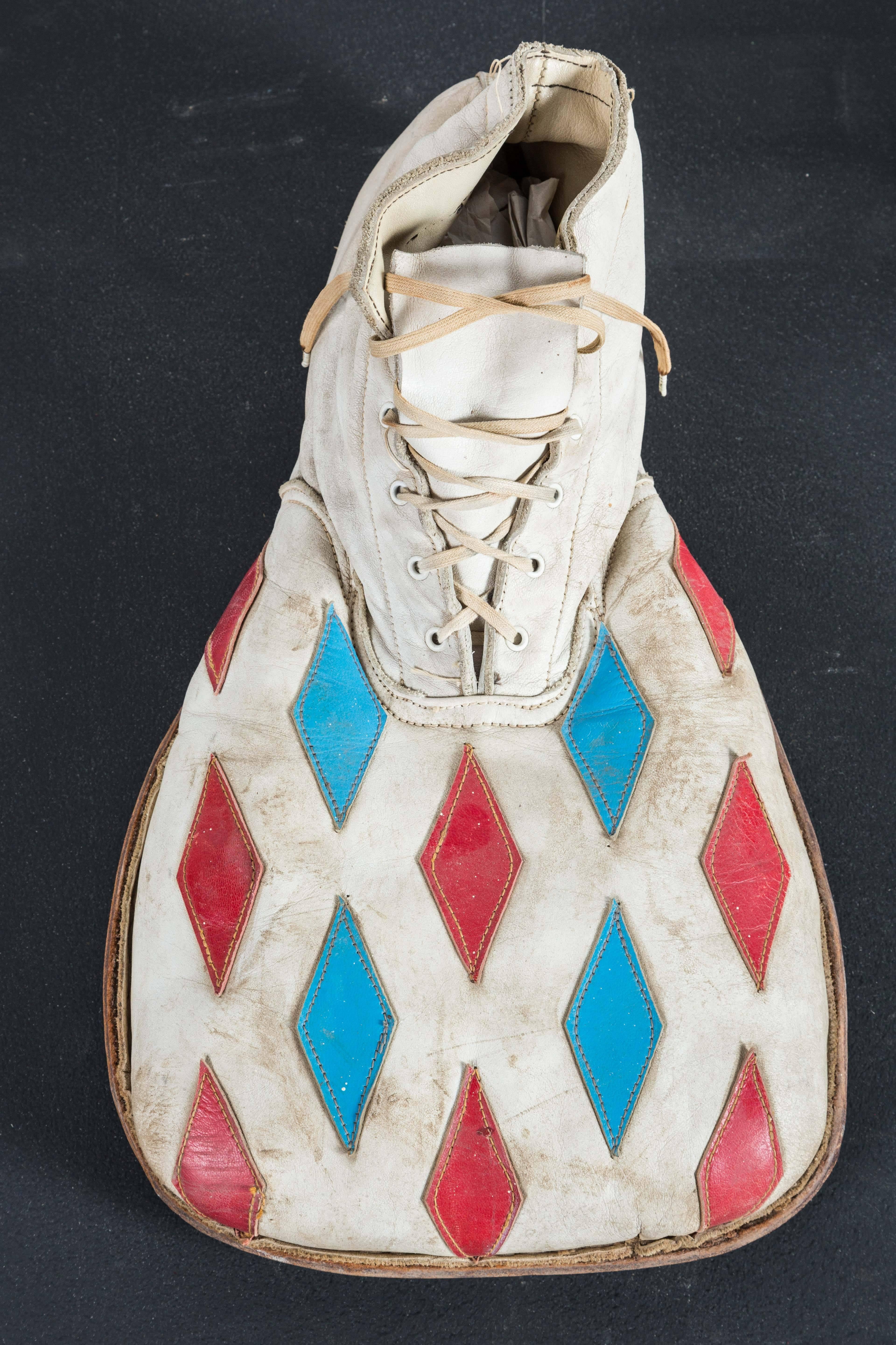 American Vintage Circus or Carnival Clown Diamond Red White and Blue Clown Shoes