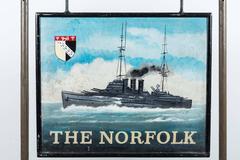 Early 20th Century Double-Sided Iron Nautical Trade Sign "The Norfolk"
