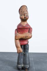Vintage Hand-Carved Wood Popeye Figure with Original Paint Surface