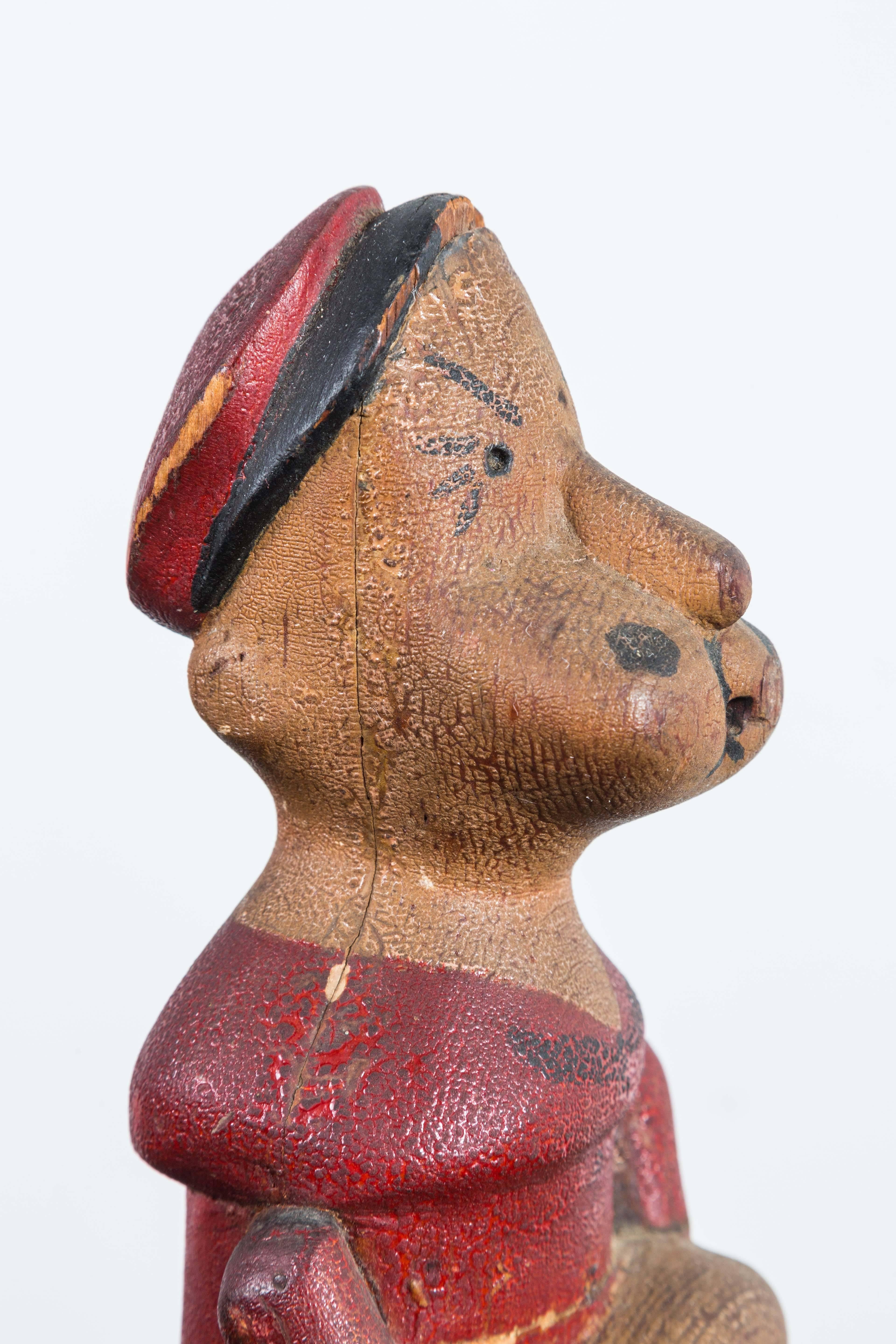 American Vintage Hand-Carved Wood Popeye Figure with Original Paint Surface For Sale