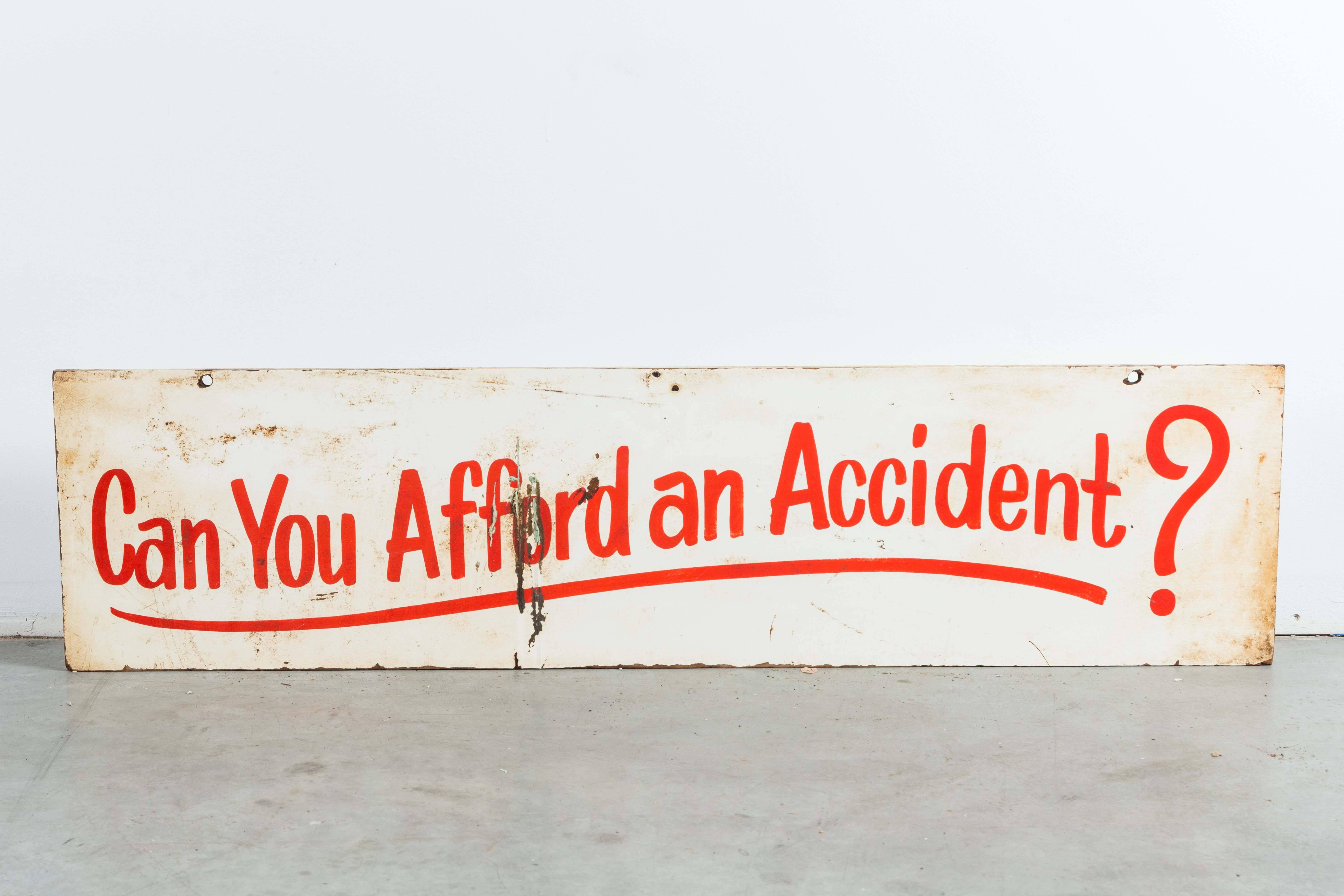 Hand-Painted Vintage Double-Sided Wood Industrial Factory Accident Sign
