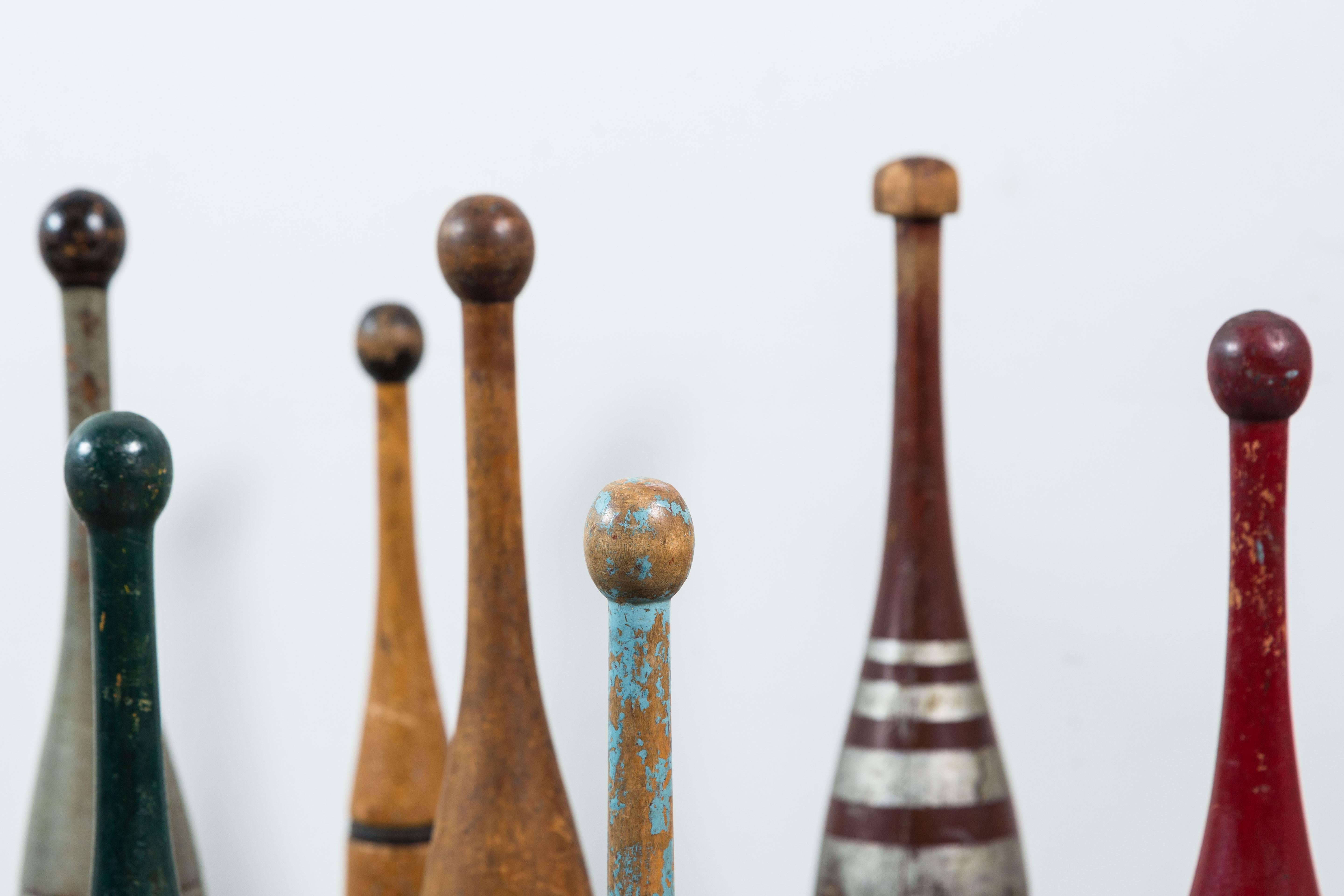 Collection of Indian Clubs with Original Paint Surface In Good Condition In Santa Monica, CA