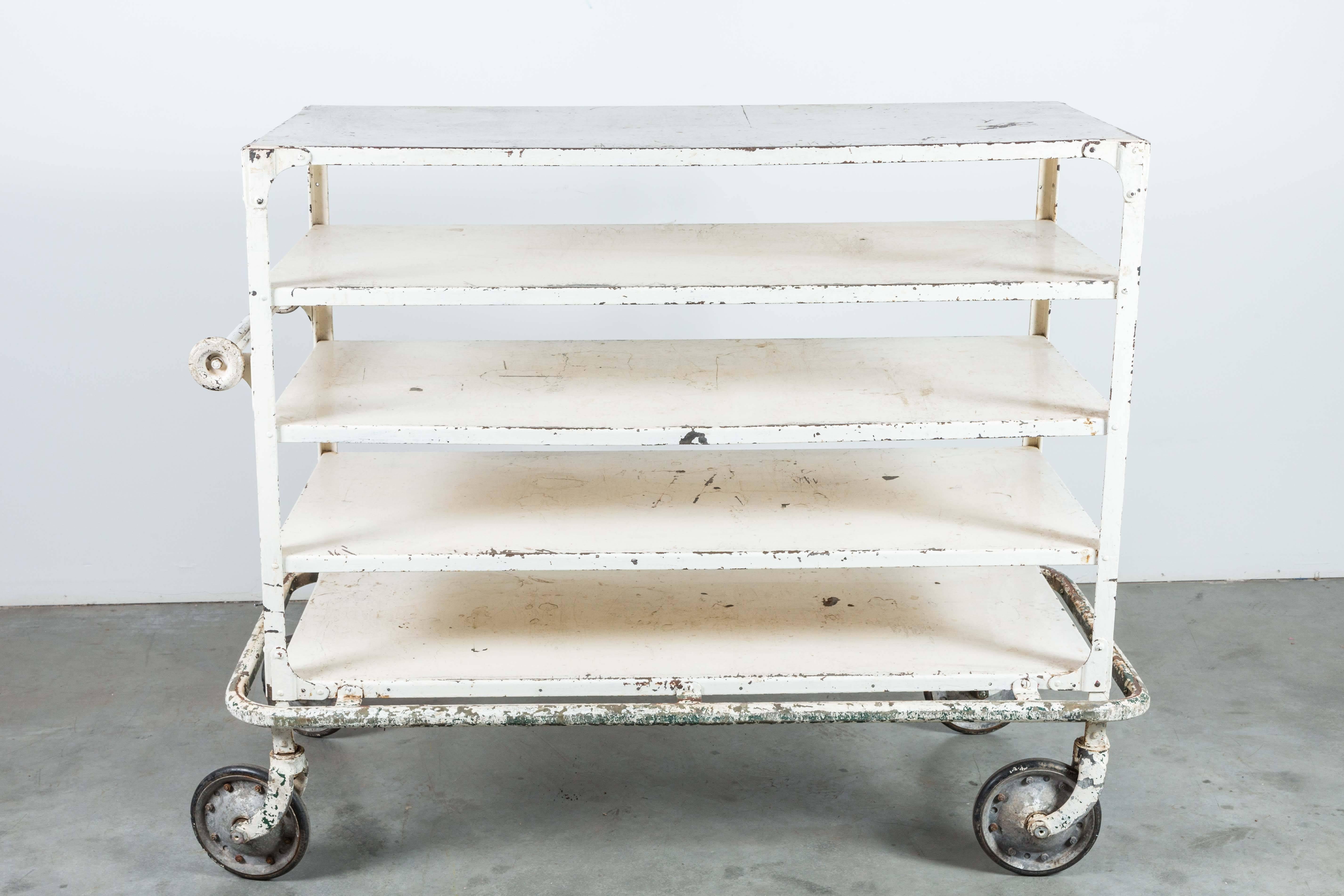 American Early 20th Century White Iron Industrial Cart