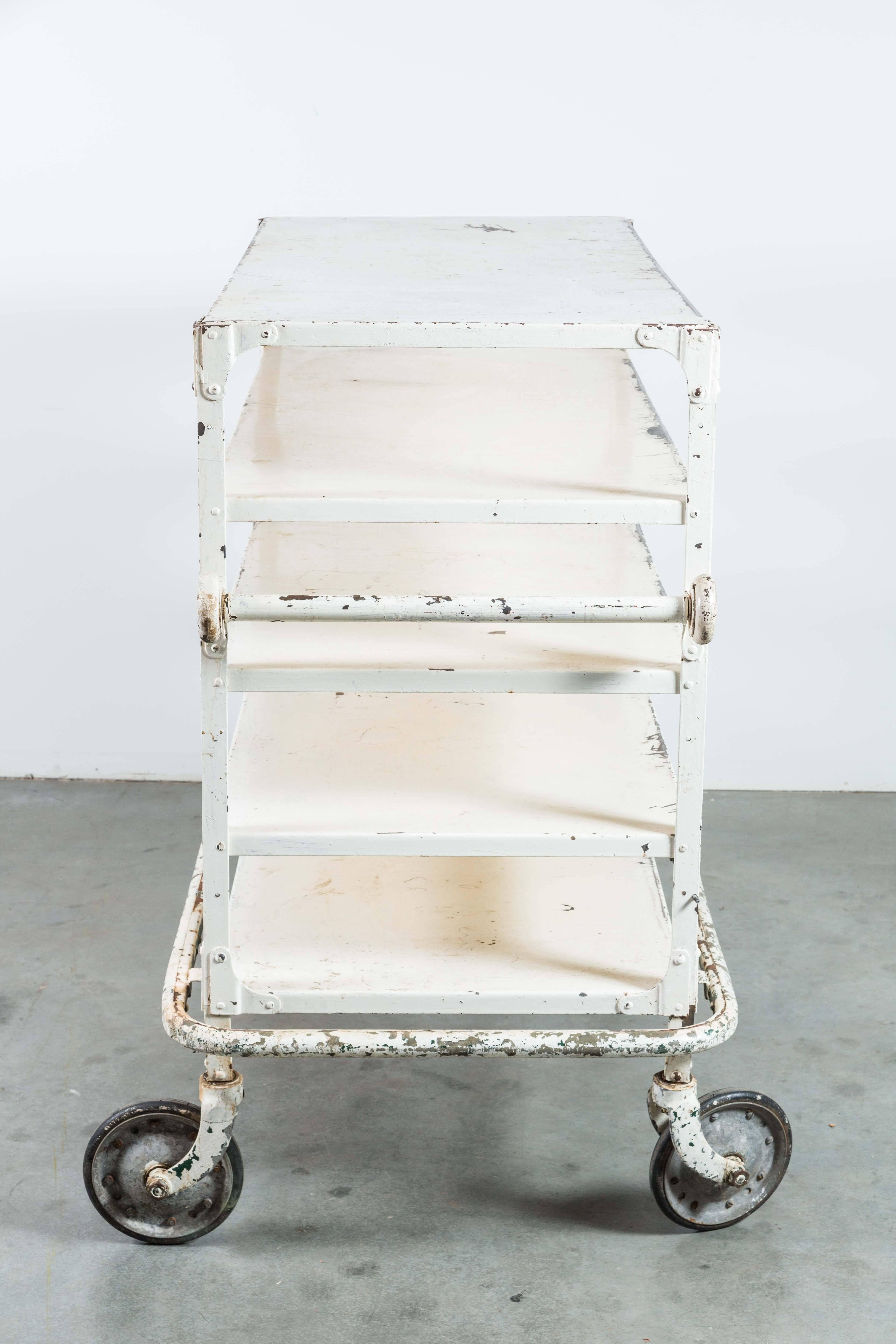 Early 20th Century White Iron Industrial Cart 2