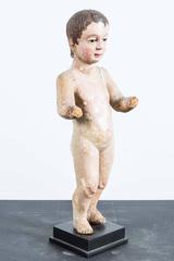 Late 19th Century Carved Spanish Colonial Christ Nino Santo with Glass Eyes