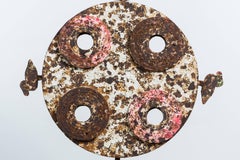 Carnival Midway Cast Iron Spinning Disc and Duck Shooting Gallery Target