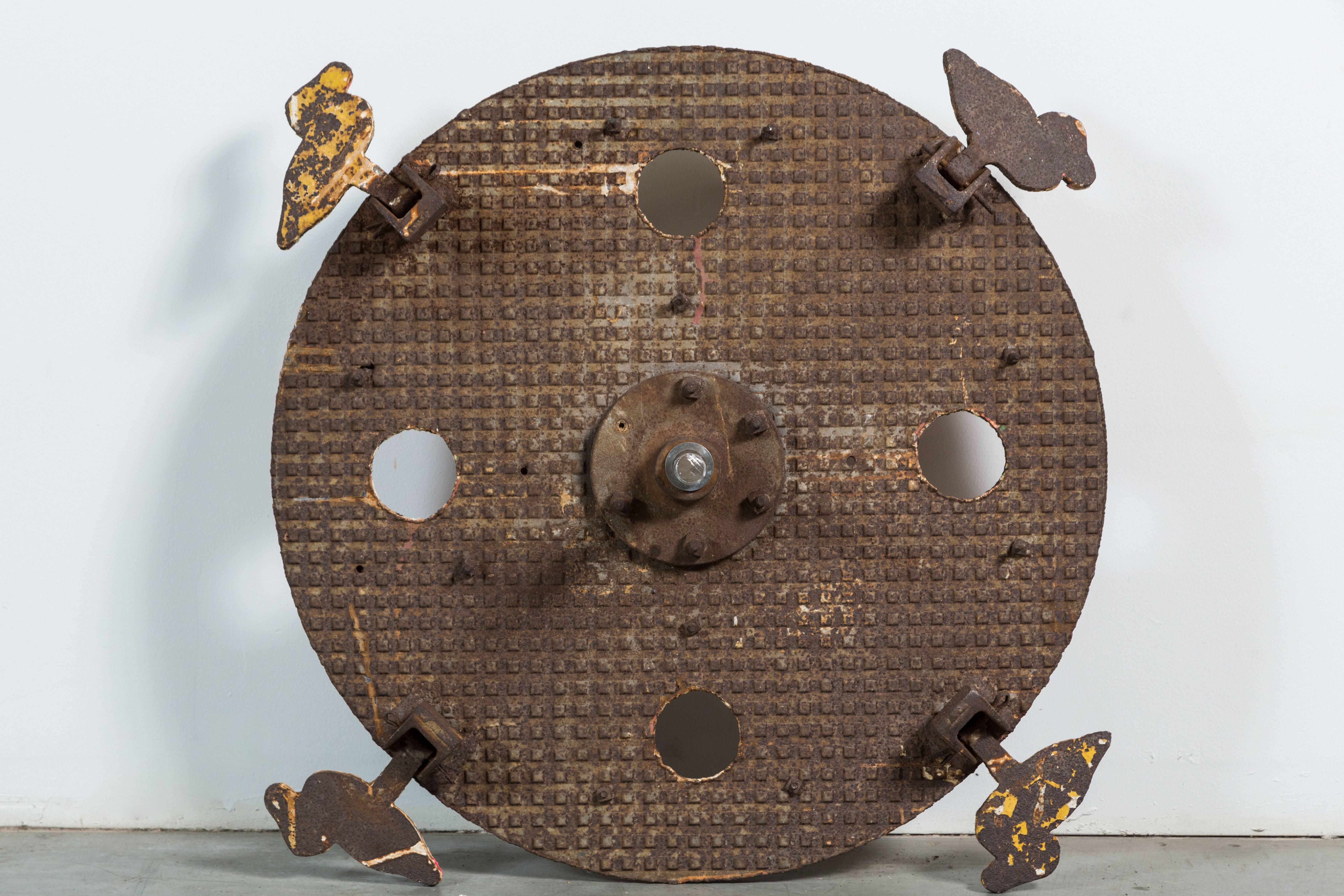 American Carnival Midway Cast Iron Spinning Disc and Duck Shooting Gallery Target
