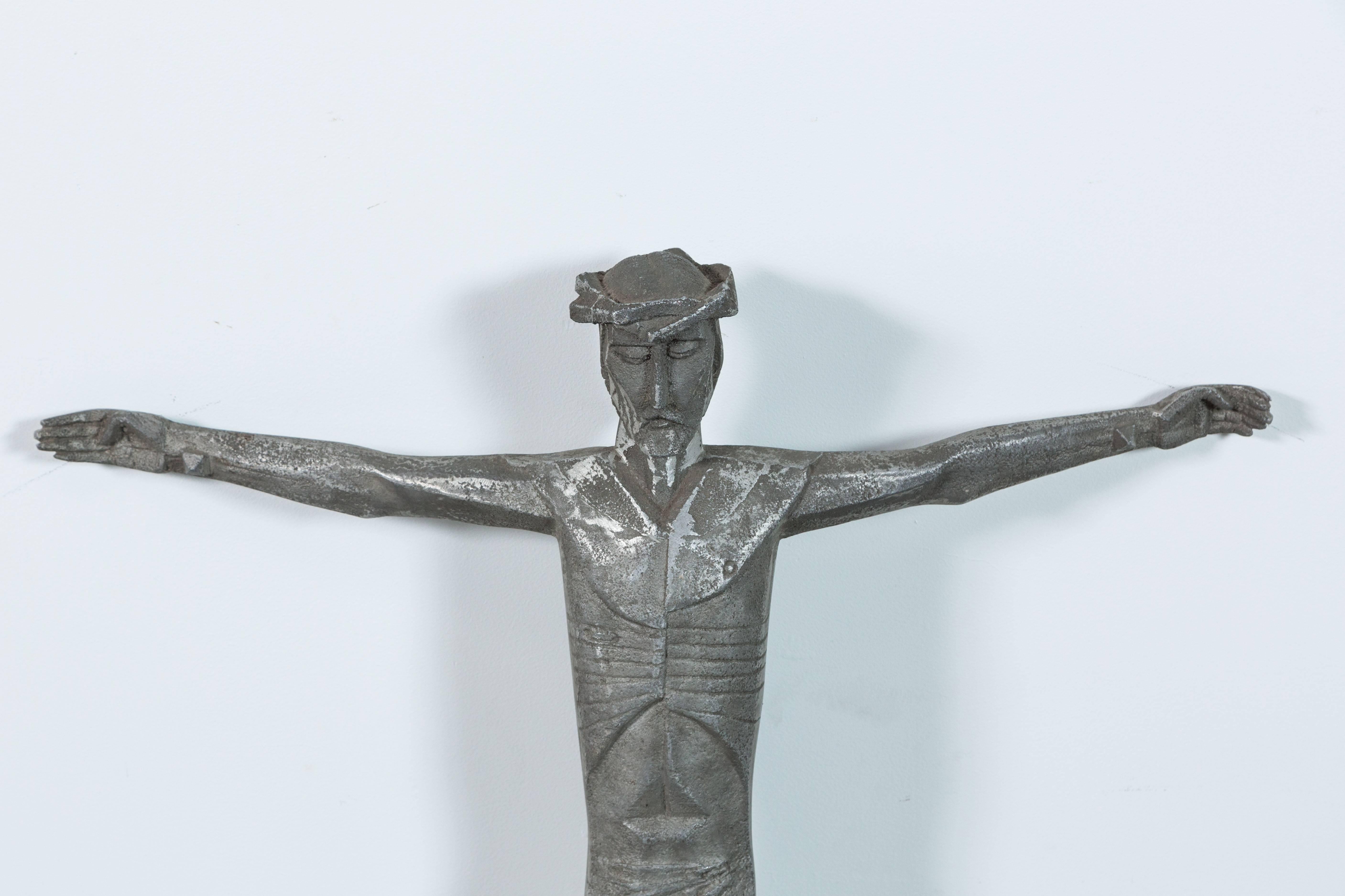 Vintage iron abstract cubist crucifix from American Church. Found in the midwest. Great detail. Quite heavy.