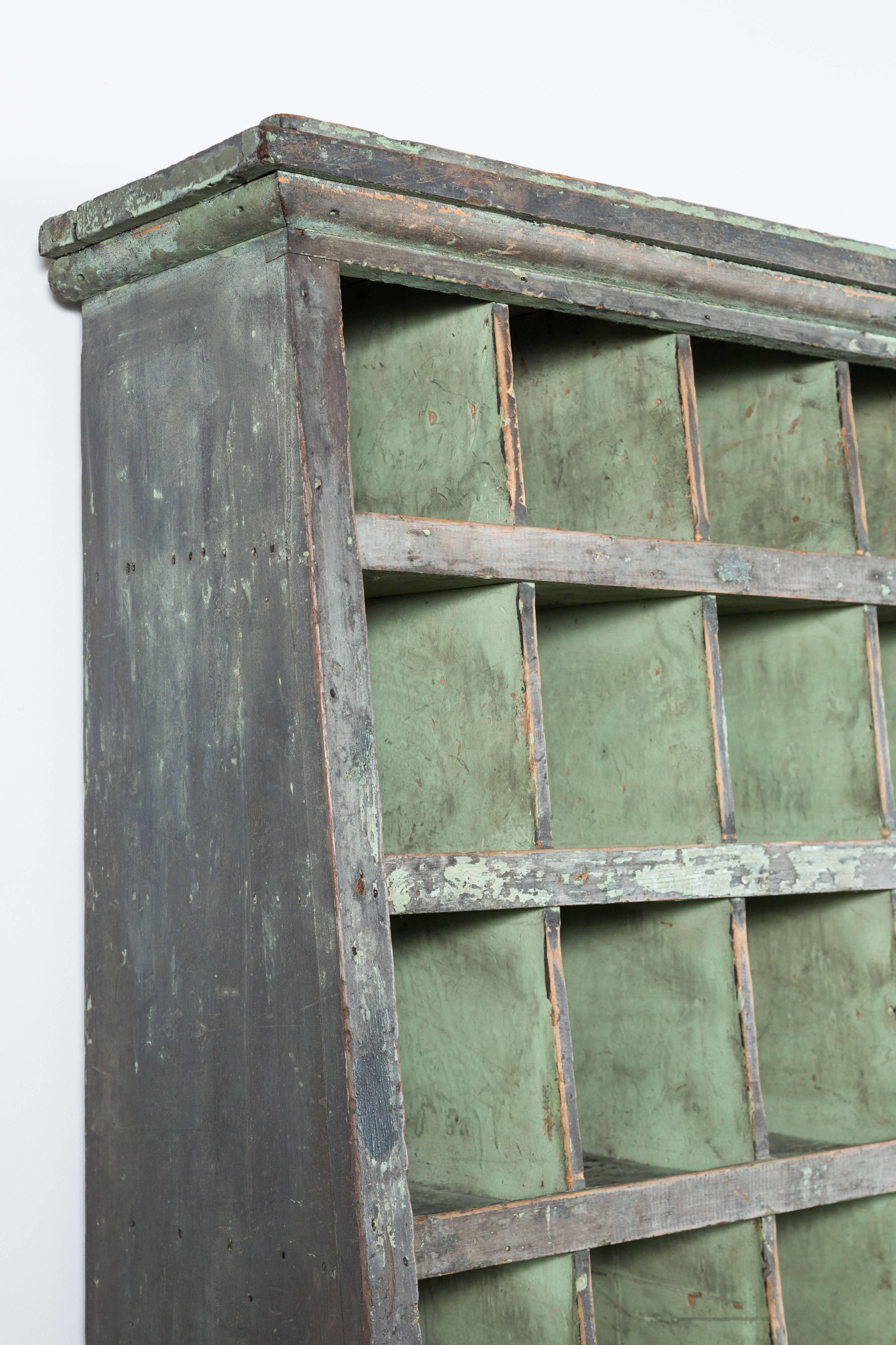 Hand-Painted Tall Apple Green General Store Cubby Vintage Hardware