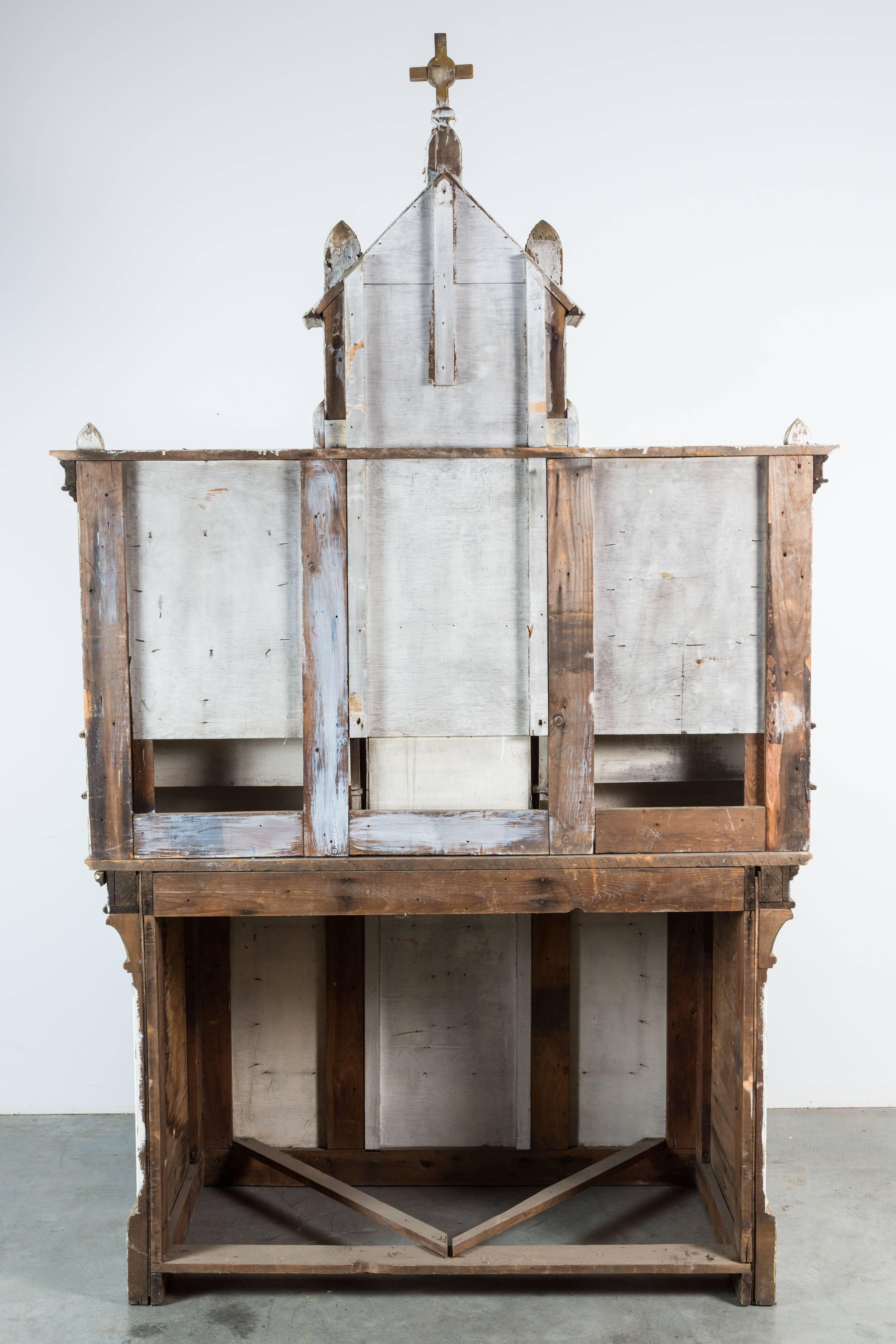 Early 20th Century Wood Church Folk Art Altar 5