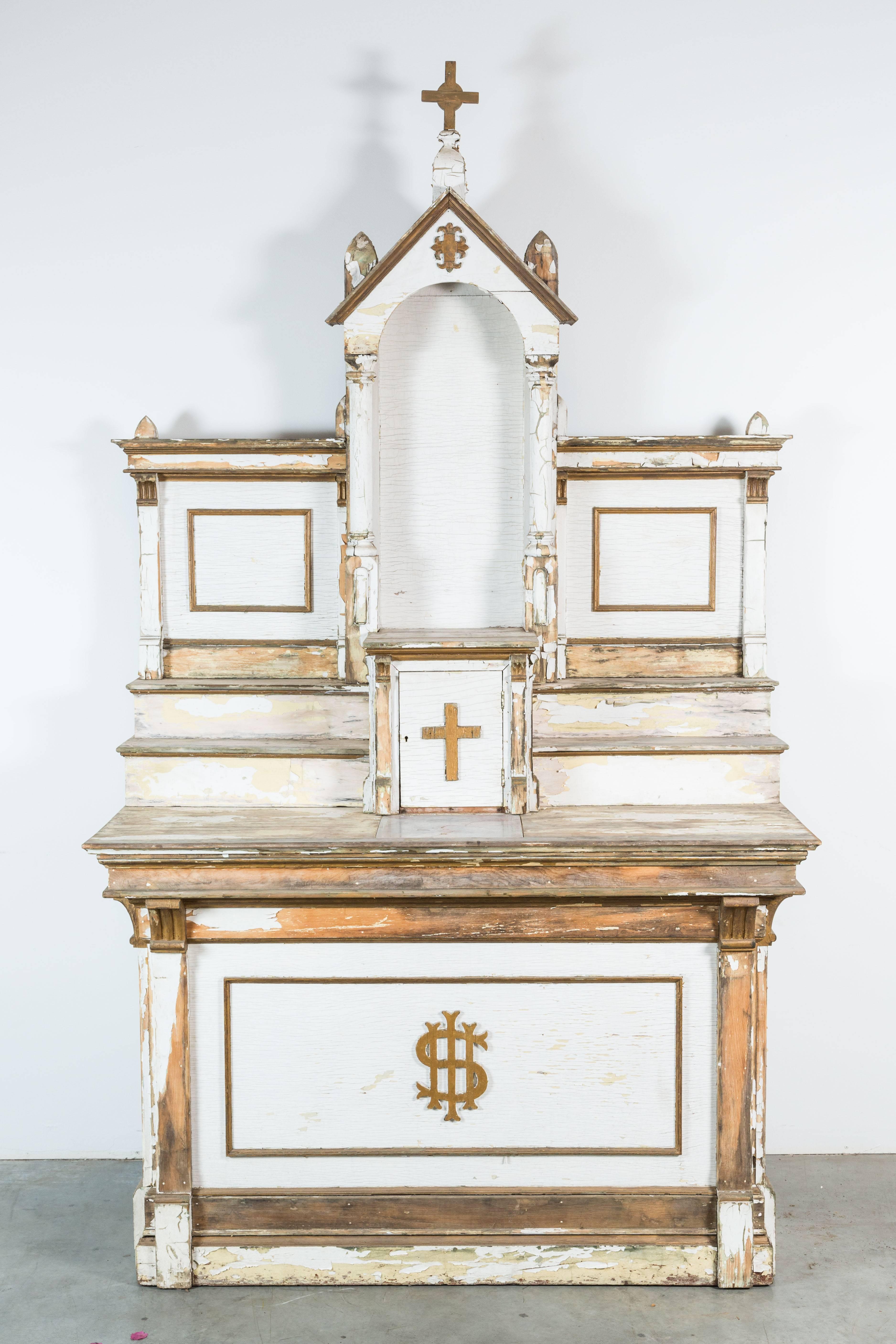 Early 20th Century Wood Church Folk Art Altar 6