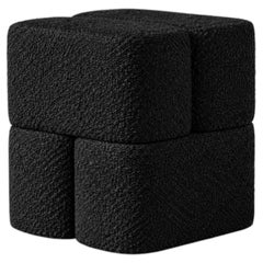 ORI Pouf by Hermhaus, Black Bouclé, Mid-Century Modern Design