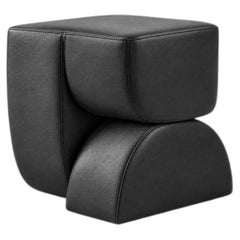Gesichtsschwamm Schwarzes Echtleder von Hermhaus – Moderner Designer-Hocker