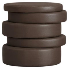 Ups Pouf aus dunkelbraunem Echtleder von Hermhaus – Moderner Designer-Pouf